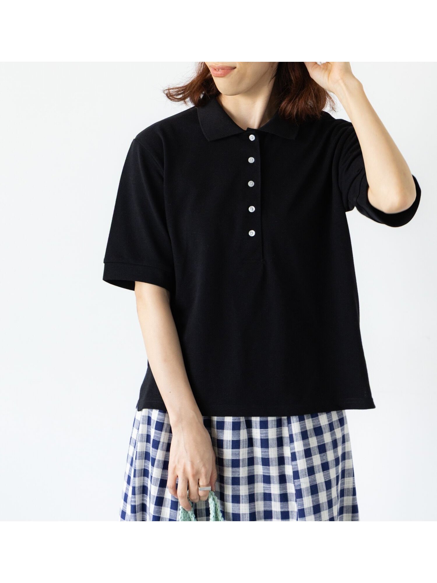 【テチチ/Te chichi】の鹿の子ポロシャツ インテリア・キッズ・メンズ・レディースファッション・服の通販 founy(ファニー) 　ファッション　Fashion　レディースファッション　Fashion for Women　トップス・カットソー　Cut & Sew Tops　シャツ・ブラウス・オフィスカジュアル　Elegant Blouses & Button-Ups　ポロシャツ・きれいめカジュアル　Smart-Casual Polo Tops　シンプル　Simple, Minimal　スポーティ　Sporty, Casual Athletic　ポロシャツ　Polo Shirt, Collared Tee　鹿の子　Piqué, Kanoko Fabric　ブラック|ID: prp329100004818366 ipo3291000000035006600