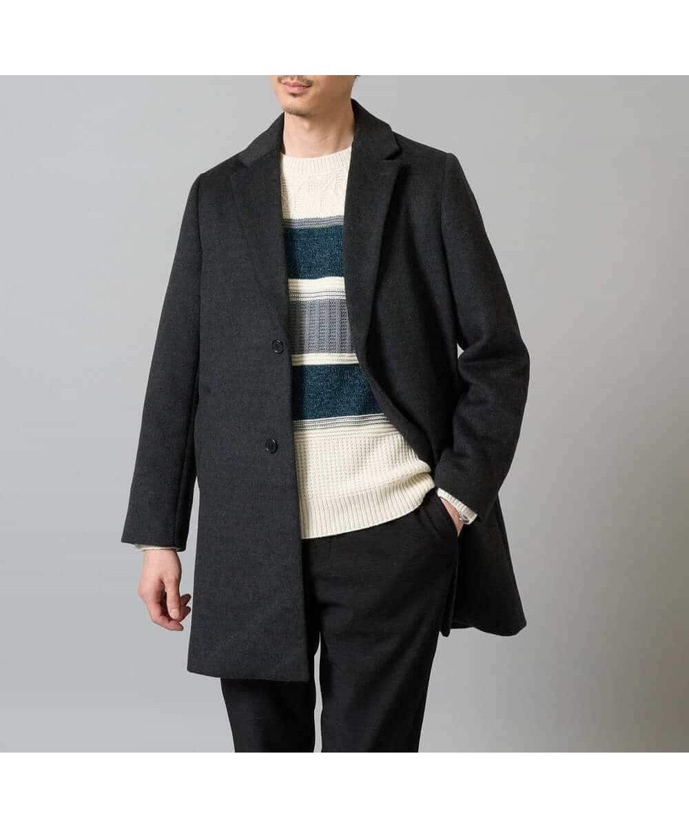 【アー ヴェー ヴェー/a.v.v HOMME / MEN】のウールライトビーバーチェスターコート インテリア・キッズ・メンズ・レディースファッション・服の通販 founy(ファニー) 　ファッション　Fashion　メンズファッション　Fashion for Men　クラシック　Classic, Timeless Style　ジャケット　Jacket, Outerwear　ストレッチ　Stretch, Stretchy Fabric　チェスターコート　Chester Coat, Long Coat　定番　Standard, Basic Item　なめらか　Smooth, Silky Texture　人気　Popular, Best Seller　バランス　Balance, Style Balance　ボックス　Boxy, Box Shape　ポケット　Pocket, Pocket Detail　再入荷　Restock / Back in Stock　エレガント 上品　Elegant　ビジネス 仕事 通勤　Business / Work / Commuting　ダークグレー|ID: prp329100004818373 ipo3291000000035006679