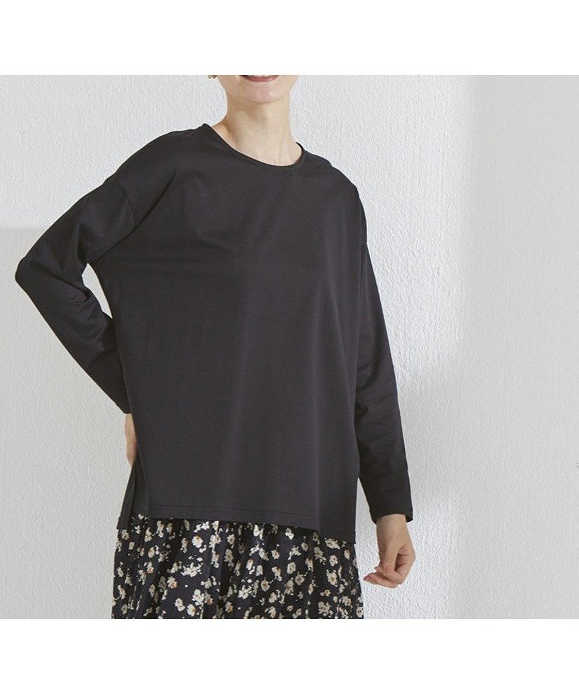 【ローラ/Rora】の「シンプルにこそ,綿100%」ボーダーロングT インテリア・キッズ・メンズ・レディースファッション・服の通販 founy(ファニー) 　ファッション　Fashion　レディースファッション　Fashion for Women　カメラ　Camera Accessories　シンプル　Simple, Minimal　定番　Standard, Basic Item　長袖　Long Sleeve, Full Sleeve　ボーダー　Border, Stripe　ロング　Long, Long-Length　夏　Summer　お正月　New Year　クリスマス X'mas　Christmas / X'mas　ギフト プレゼント　Gift / Present　入学式　Entrance Ceremony　卒業式　Graduation Ceremony　ブラック|ID: prp329100004818385 ipo3291000000035006878