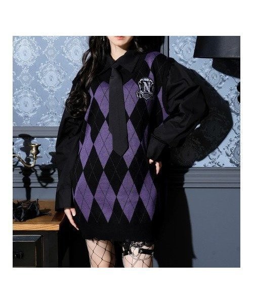 【ノエミ/NOEMIE】のアーガイルフェイクレイヤーユニセックスニットベスト 人気、トレンドファッション・服の通販 founy(ファニー) 　ファッション　Fashion　レディースファッション　Fashion for Women　アウター　Coat / Outerwear Collection　トップス・カットソー　Cut & Sew Tops　ニット　Knit Tops & Sweaters　ベスト&ジレ / 重ね着スタイル　Vests & Gilets　おすすめ　Recommended / Our Picks　ドッキング　Docking, Mixed Material　ベスト　Vest, Waistcoat　ループ　Loop, Loop Knit　 other-1|ID: prp329100004818403 ipo3291000000035007134