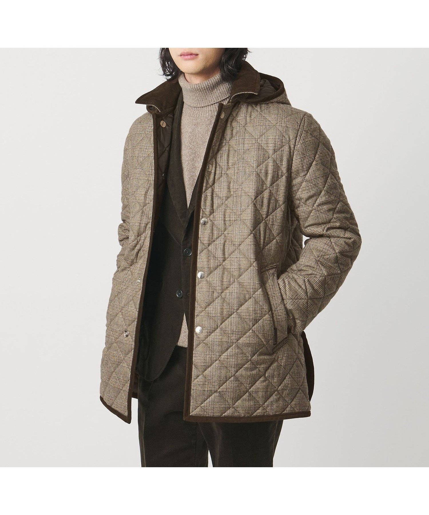 【ユナイテッドアローズ/UNITED ARROWS / MEN】の【別注】 MACKINTOSH CROCKETFORD EX/キルティング チェック フーデッドコート 人気、トレンドファッション・服の通販 founy(ファニー) 　ファッション　Fashion　メンズファッション　Fashion for Men　キルティング　Quilted, Quilting　ジャケット　Jacket, Outerwear　スラックス　Slacks, Dress Pants　チェック　Check, Plaid, Tartan　フロント　Front, Front Design　別注　Limited Edition, Custom Order　冬　Winter / This Winter　おすすめ　Recommended / Our Picks　エレガント 上品　Elegant　ビジネス 仕事 通勤　Business / Work / Commuting　 other-1|ID: prp329100004818409 ipo3291000000035007175