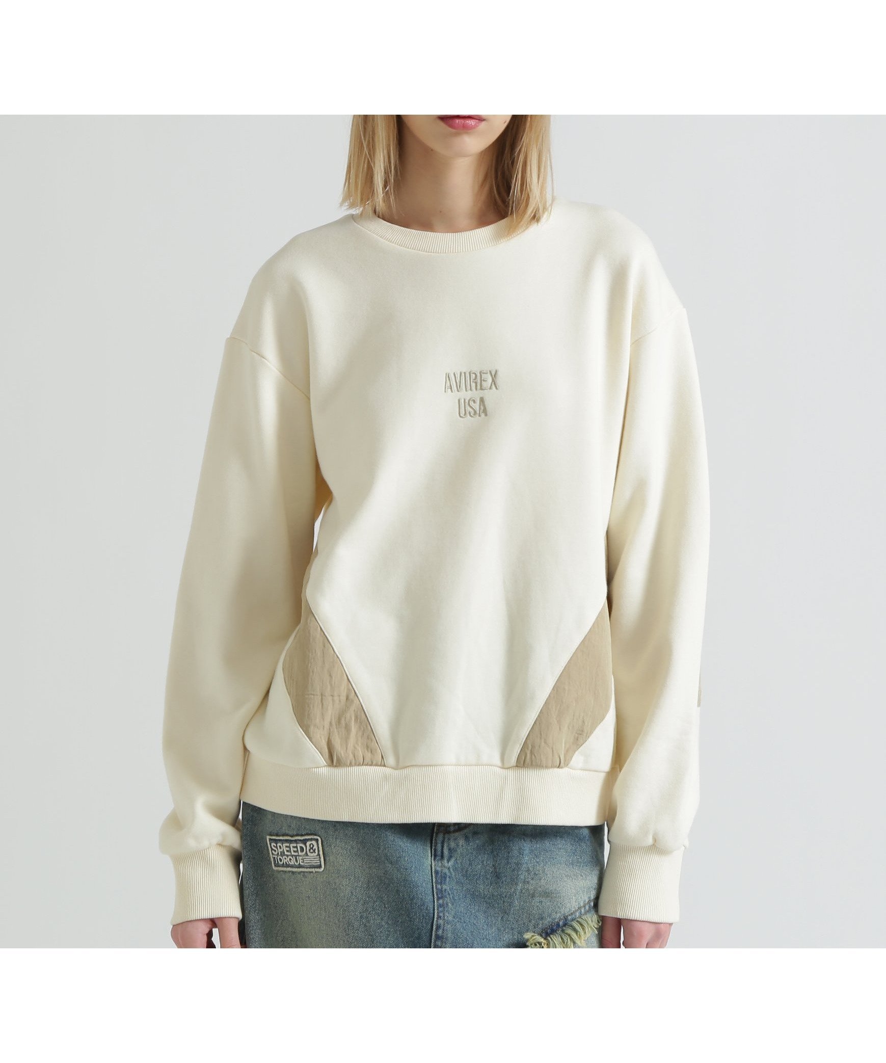 【アヴィレックス/AVIREX】のCOLOR BLOCK MILITARY PULLOVER インテリア・キッズ・メンズ・レディースファッション・服の通販 founy(ファニー) 　ファッション　Fashion　レディースファッション　Fashion for Women　トップス・カットソー　Cut & Sew Tops　カジュアルプルオーバー・ニットトップス　Pullovers & Knit Tops / Casual Pullovers　フロント　Front, Front Design　ミリタリー　Military, Army Style　切替　Switching, Contrast Panel　オフホワイト3|ID: prp329100004818445 ipo3291000000035007534