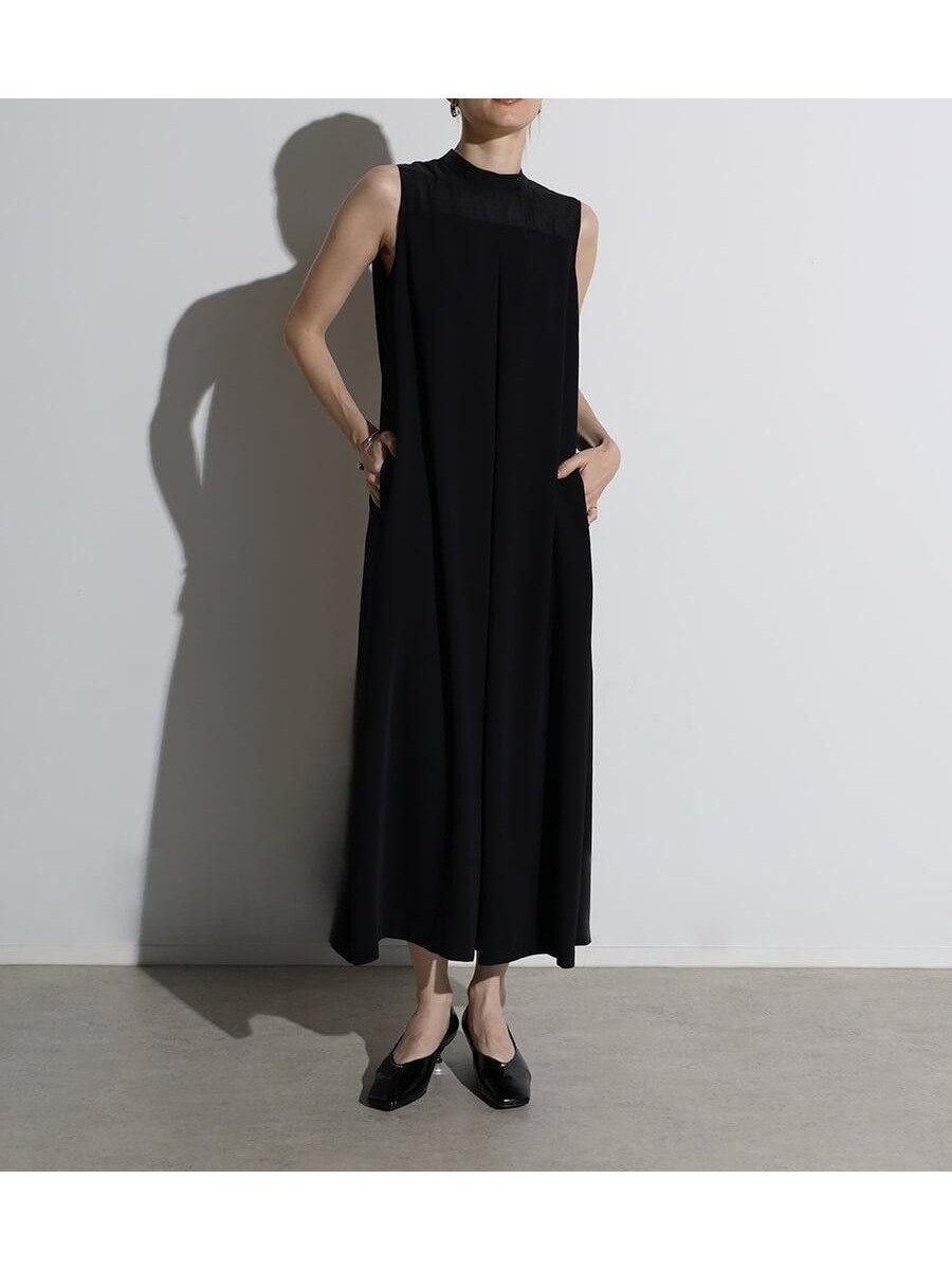 【ラシュッド/LASUD】のバスト切替ロングワンピース インテリア・キッズ・メンズ・レディースファッション・服の通販 founy(ファニー) 　ファッション　Fashion　レディースファッション　Fashion for Women　ワンピース　Dresses　アクセサリー　Fashion Accessories　オーガンジー　Organza Fabric　切替　Switching, Contrast Panel　シアー　Sheer, See-Through　とろみ　Fluid, Flowy Fabric　デコルテ　Décolleté, Neckline　ノースリーブ　Sleeveless, No-Sleeve　フォルム　Silhouette, Form　ロング　Long, Long-Length　エレガント 上品　Elegant　セレモニー　Ceremony　ブラック|ID: prp329100004818461 ipo3291000000035007627