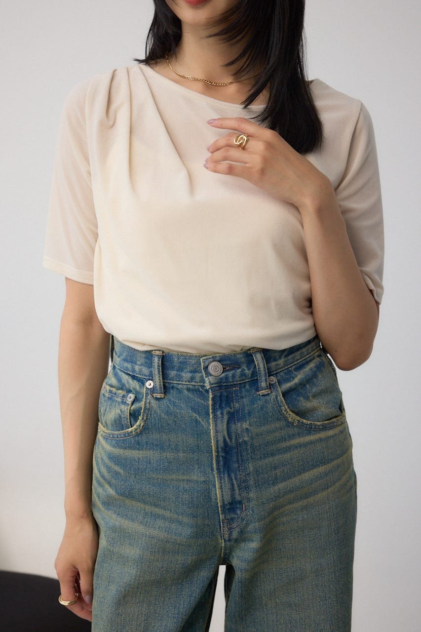 【アズール バイ マウジー/AZUL by moussy】のベロアカットトップス インテリア・キッズ・メンズ・レディースファッション・服の通販 founy(ファニー) 　ファッション　Fashion　レディースファッション　Fashion for Women　トップス・カットソー　Cut & Sew Tops　ベロアトップス　Velour Tops / Velvet-Look Items　インナー　Innerwear　ギャザー　Gathered, Ruffled　トレンド　Trend, Trending Now　ドレープ　Drape, Draping Fabric　ベロア　Velour, Soft Velvet　ボトム　Bottoms, Lower Wear　IVOY3|ID: prp329100004818481 ipo3291000000035007729