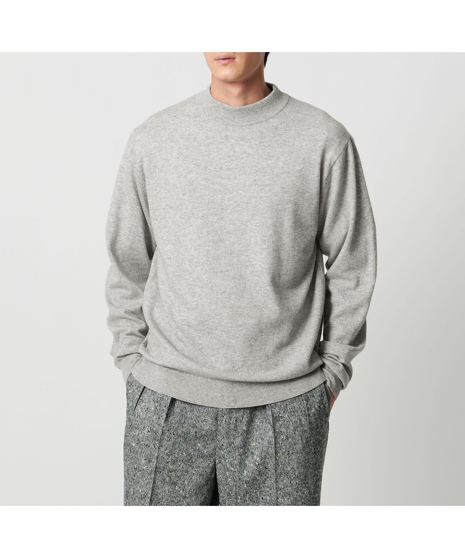 【ユナイテッドアローズ/UNITED ARROWS / MEN】のウール カシミヤ シルク モックネック ニット インテリア・キッズ・メンズ・レディースファッション・服の通販 founy(ファニー) 　ファッション　Fashion　メンズファッション　Fashion for Men　インナー　Innerwear　シルク　Silk, 100% Silk　シンプル　Simple, Minimal　ジャケット　Jacket, Outerwear　バランス　Balance, Style Balance　フィット　Fit, Slim Fit　モックネック　Mock Neck, Short Turtleneck　リラックス　Relax, Relaxed Fit　A/W・秋冬　Autumn/Winter　エレガント 上品　Elegant　LT.GRAY|ID: prp329100004818482 ipo3291000000035007735