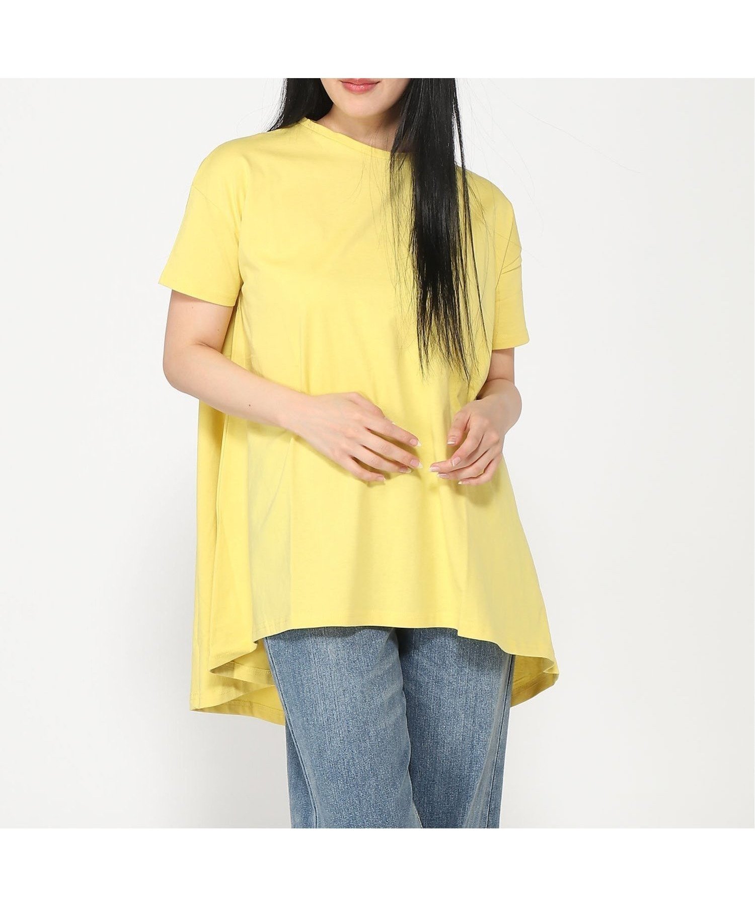 【ラナン/Ranan】のRanan/ BC フレアーシルエットチュニック半袖 インテリア・キッズ・メンズ・レディースファッション・服の通販 founy(ファニー) 　ファッション　Fashion　レディースファッション　Fashion for Women　トップス・カットソー　Cut & Sew Tops　ロング　Long, Long-Length　エレガント 上品　Elegant　半袖　Short Sleeve, Half Sleeve　夏　Summer　イエロー|ID: prp329100004818485 ipo3291000000035007777