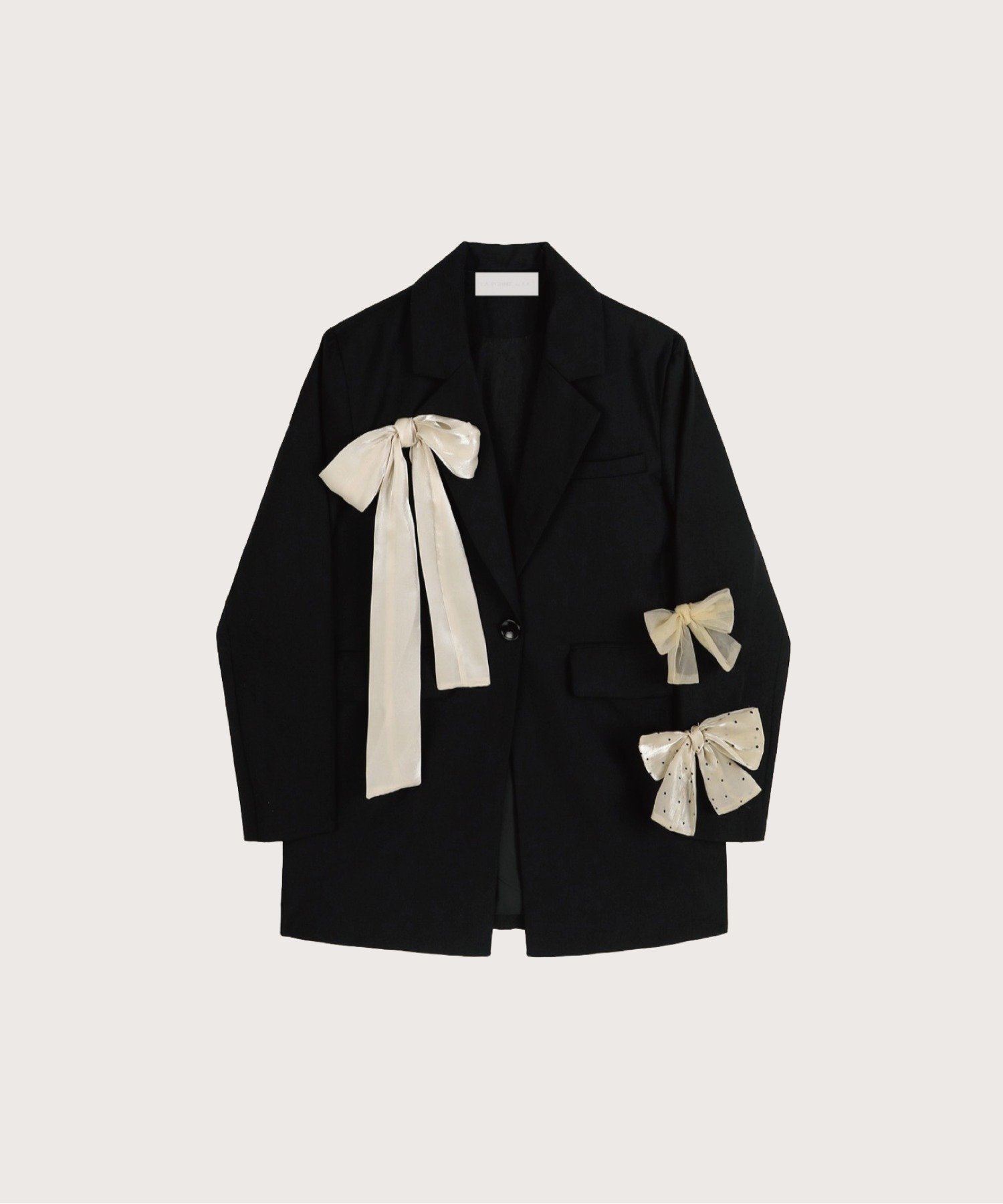 【ラ ポム プチ/LA POMME petit】のRibbon Attacthed Black Jacket 人気、トレンドファッション・服の通販 founy(ファニー) 　ファッション　Fashion　レディースファッション　Fashion for Women　アウター　Coat / Outerwear Collection　レディースジャケット・軽アウター　Jackets　 other-1|ID: prp329100004818508 ipo3291000000035008088