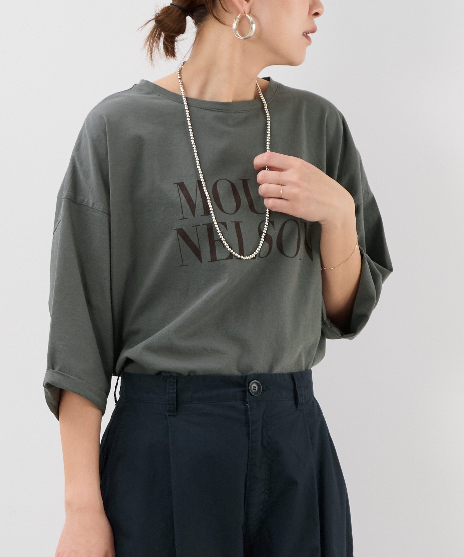 【マイカ ディール/MICA & DEAL】のMOUNT NELSON ロゴ5分袖T-shirt インテリア・キッズ・メンズ・レディースファッション・服の通販 founy(ファニー) 　ファッション　Fashion　レディースファッション　Fashion for Women　トップス・カットソー　Cut & Sew Tops　シャツ・ブラウス・オフィスカジュアル　Elegant Blouses & Button-Ups　ロングTシャツ・Tシャツ　Longline T-Shirts & Tees　インナー　Innerwear　秋　Autumn　カットソー　Cut and Sewn Top　シルク　Silk, 100% Silk　ダウン　Down, Puffer　定番　Standard, Basic Item　人気　Popular, Best Seller　フロント　Front, Front Design　プリント　Print, Printed Pattern　羽織　Haori, Light Jacket　おすすめ　Recommended / Our Picks　GRAY|ID: prp329100004818672 ipo3291000000035009437