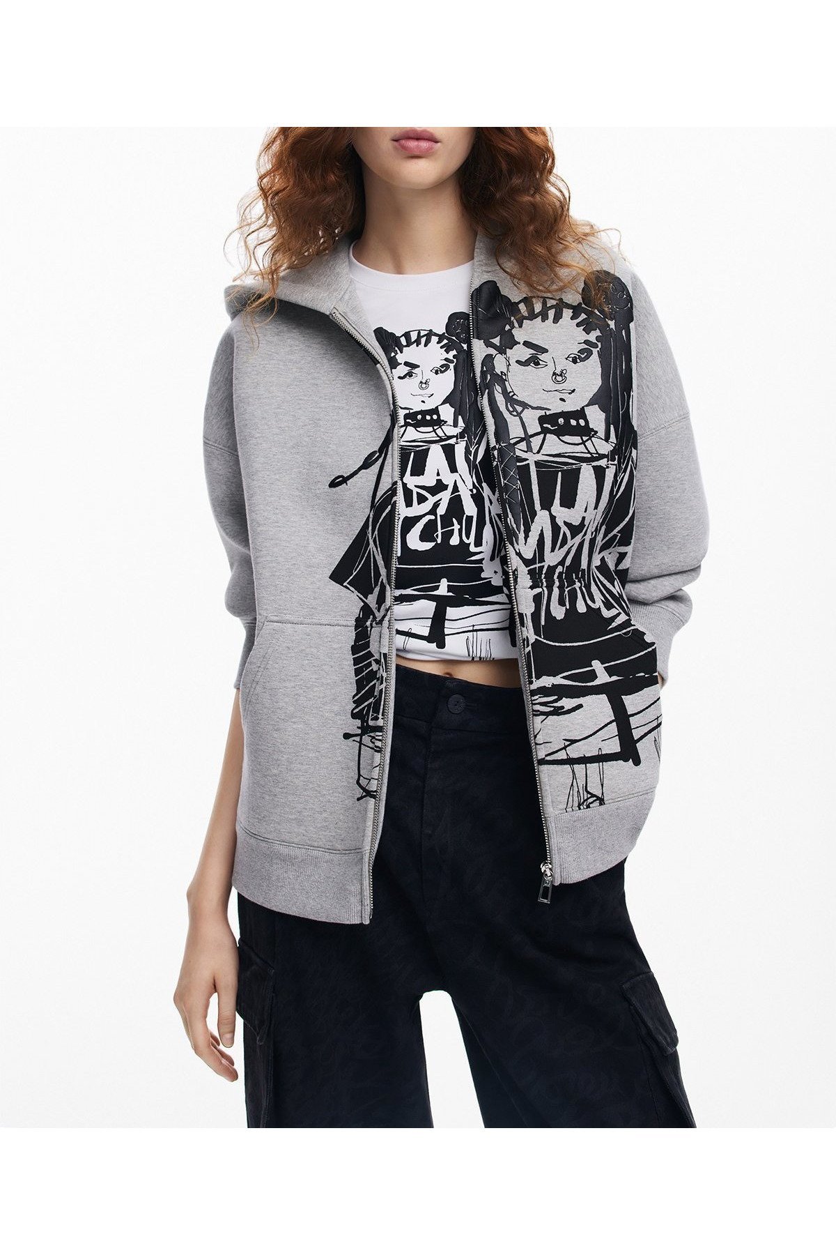 【デシグアル/Desigual】のDOLLLACROIX ジャケットロングスリーブ インテリア・キッズ・メンズ・レディースファッション・服の通販 founy(ファニー) 　ファッション　Fashion　レディースファッション　Fashion for Women　アウター　Coat / Outerwear Collection　レディースジャケット・軽アウター　Jackets　カラフル　Colorful Design　シューズ　Shoes, Footwear　デニム　Denim, Jeans Material　パターン　Pattern, Design Print　パッチワーク　Patchwork, Mixed Fabric　プリント　Print, Printed Pattern　メンズ　Men's, Menswear　グレー/ブラック/2003|ID: prp329100004818700 ipo3291000000035009684