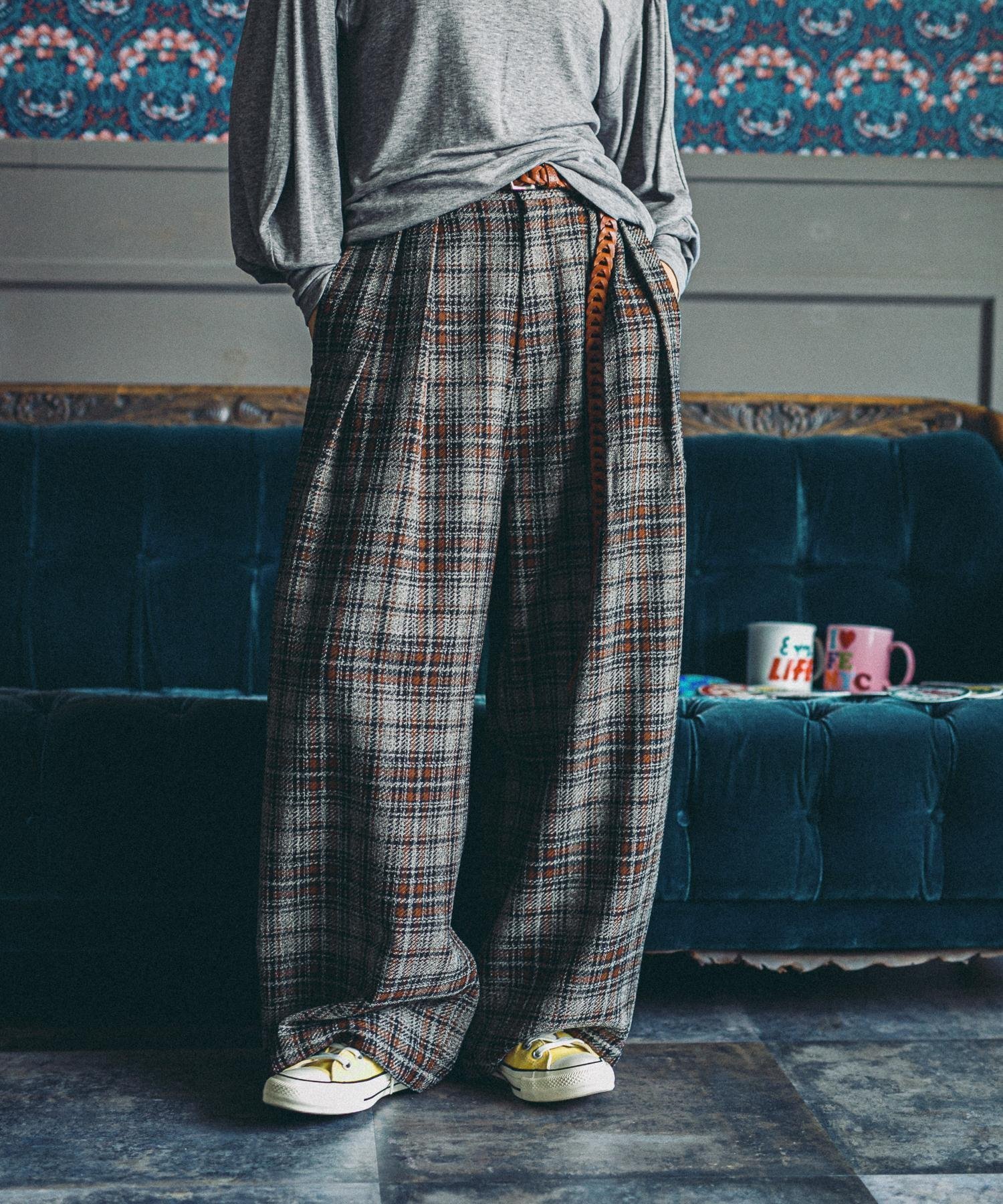 【ニコアンド/niko and】のMODE NORM CORE 2タックペインターアソートパンツ 人気、トレンドファッション・服の通販 founy(ファニー) 　ファッション　Fashion　レディースファッション　Fashion for Women　パンツ　Pants & Trousers　おすすめ　Recommended / Our Picks　シンプル　Simple, Minimal　チェック　Check, Plaid, Tartan　ドローコード　Drawcord, Drawstring Cord　メランジ　Melange, Mixed Yarn　別注　Limited Edition, Custom Order　定番　Standard, Basic Item　秋　Autumn　 other-1|ID: prp329100004818702 ipo3291000000035009687