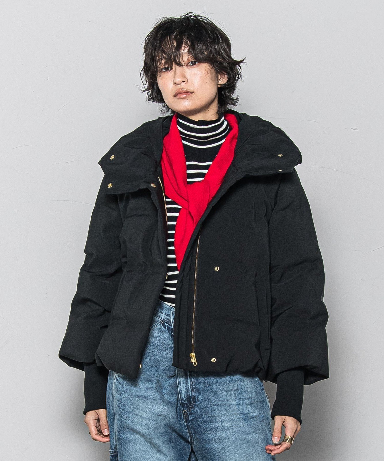 【メイソングレイ/MAYSON GREY】の袖口リブシームレスダウンジャケット インテリア・キッズ・メンズ・レディースファッション・服の通販 founy(ファニー) 　ファッション　Fashion　レディースファッション　Fashion for Women　アウター　Coat / Outerwear Collection　レディースジャケット・軽アウター　Jackets　キュロット　Culottes, Wide Shorts　ショート　Short, Short Length　ジャケット　Jacket, Outerwear　ストレッチ　Stretch, Stretchy Fabric　タフタ　Taffeta, Structured Fabric　ダウン　Down, Puffer　バランス　Balance, Style Balance　パターン　Pattern, Design Print　ワイド　Wide, Wide Fit　冬　Winter / This Winter　A/W・秋冬　Autumn/Winter　おすすめ　Recommended / Our Picks　2025年　2025　2025-2026秋冬・A/W　Autumn/Winter 2025–26 AW25–26　ブラック|ID: prp329100004818705 ipo3291000000035009731