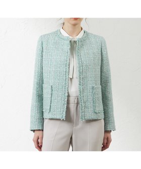 【アマカ/AMACA】の【Anniversary piece】【尾州素材】グリーンカラーツイードジャケット 人気、トレンドファッション・服の通販 founy(ファニー) ファッション Fashion レディースファッション Fashion for Women アウター Coat / Outerwear Collection レディースジャケット・軽アウター Jackets ジャカード／ジャガード Jacquard, Woven Pattern ジャケット Jacket, Outerwear ツイード／ツィード Choker, Choker Necklace デニム Denim, Jeans Material フリンジ Fringe, Tassel フロント Front, Front Design ボトム Bottoms, Lower Wear ポケット Pocket, Pocket Detail |ID:prp329100004818729