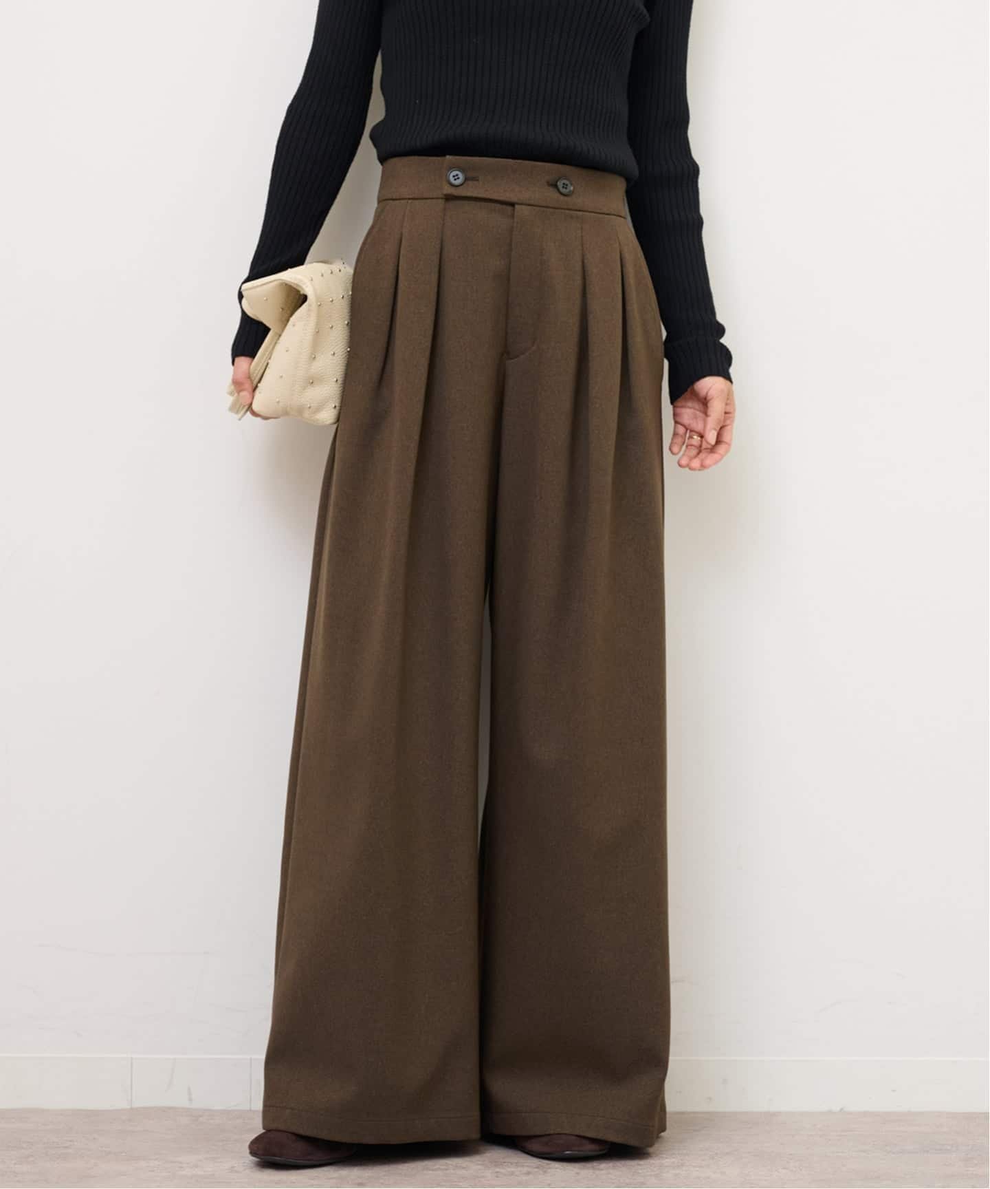 【ジャーナルスタンダード レリューム/JOURNAL STANDARD relume】の《追加2》ウォッシャブルサージストレッチタックワイドパンツ インテリア・キッズ・メンズ・レディースファッション・服の通販 founy(ファニー) 　ファッション　Fashion　レディースファッション　Fashion for Women　パンツ　Pants & Trousers　2025年　2025　2025-2026秋冬・A/W　Autumn/Winter 2025–26 AW25–26　クラシック　Classic, Timeless Style　フロント　Front, Front Design　ワイド　Wide, Wide Fit　秋　Autumn　ブラウン B|ID: prp329100004818772 ipo3291000000035010244