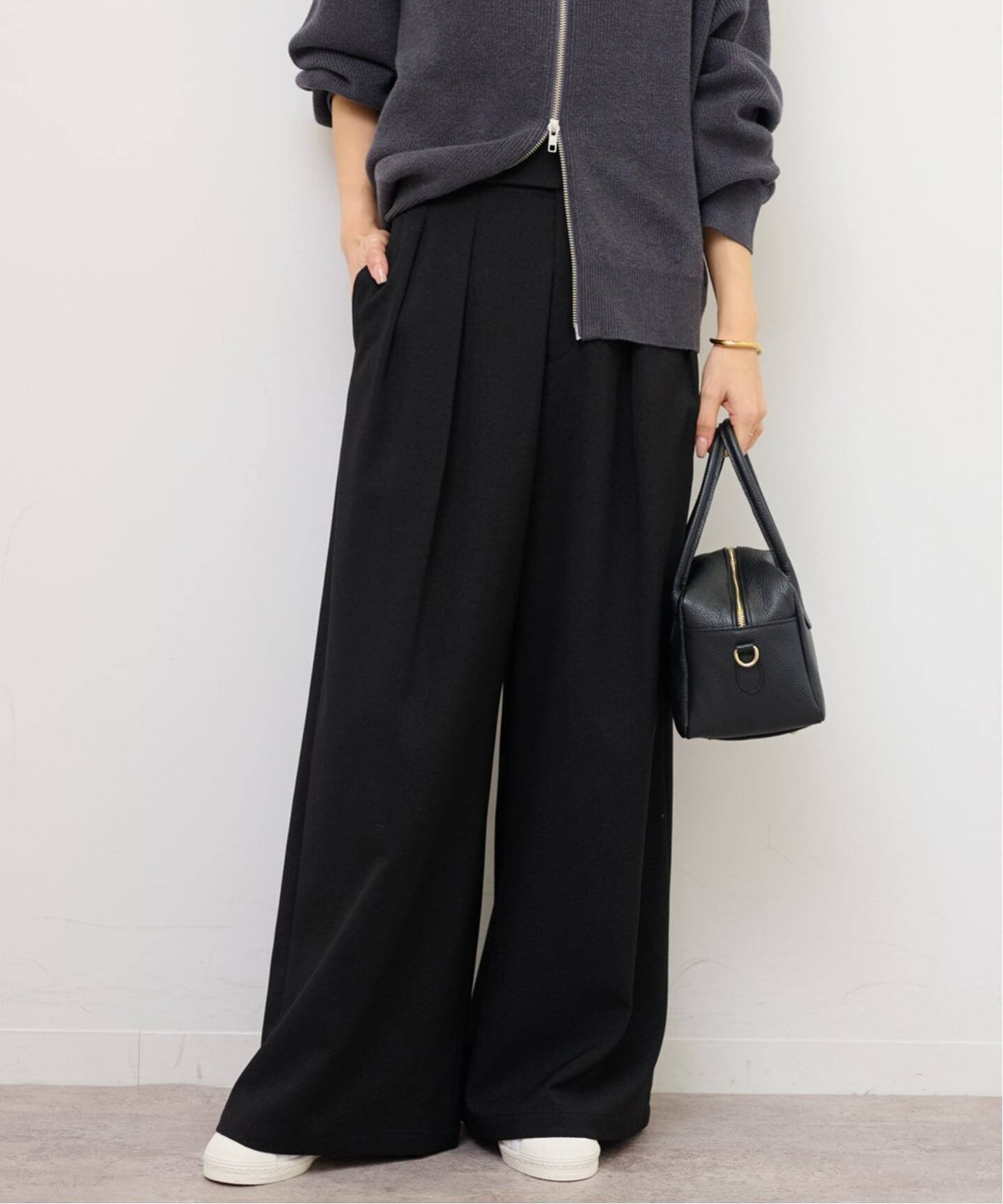 【ジャーナルスタンダード レリューム/JOURNAL STANDARD relume】の《追加2》ウォッシャブルサージストレッチタックワイドパンツ インテリア・キッズ・メンズ・レディースファッション・服の通販 founy(ファニー) 　ファッション　Fashion　レディースファッション　Fashion for Women　パンツ　Pants & Trousers　2025年　2025　2025-2026秋冬・A/W　Autumn/Winter 2025–26 AW25–26　クラシック　Classic, Timeless Style　フロント　Front, Front Design　ワイド　Wide, Wide Fit　秋　Autumn　ブラック|ID: prp329100004818772 ipo3291000000035010245