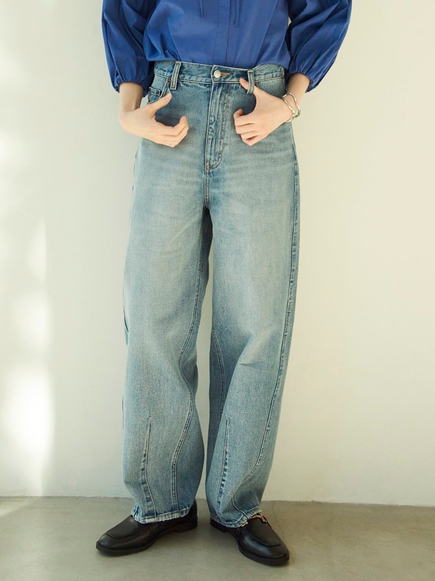 【ミラオーウェン/Mila Owen】のウエストゴムカーヴィデニム【ウォッシャブル】 インテリア・キッズ・メンズ・レディースファッション・服の通販 founy(ファニー) 　ファッション　Fashion　レディースファッション　Fashion for Women　ウォッシャブル　Machine Washable　ヴィンテージ　Vintage Style　春　Spring　カッティング　Cutting Detail　ジャケット　Jacket, Outerwear　スマート　Smart, Elegant　デニム　Denim, Jeans Material　ポケット　Pocket, Pocket Detail　ユーズド　Used, Vintage-Look　LBLU[081]|ID: prp329100004818779 ipo3291000000035010284