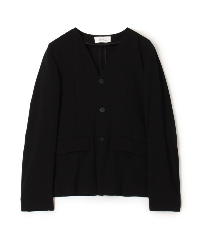 【トゥモローランド/TOMORROWLAND】のバックサテンジョーゼット ノーカラージャケット インテリア・キッズ・メンズ・レディースファッション・服の通販 founy(ファニー) https://founy.com/ ファッション Fashion レディースファッション Fashion for Women アウター Coat / Outerwear Collection レディースジャケット・軽アウター Jackets ノーカラージャケット / シンプル上品コーデ Collarless Jackets ジャケット Jacket, Outerwear スラックス Slacks, Dress Pants セットアップ Set-Up, Coordinated Outfit フォーマル Formal, Dressy 定番 Standard, Basic Item 軽量 Lightweight, Ultra Light |ID: prp329100004818780 ipo3291000000035010286