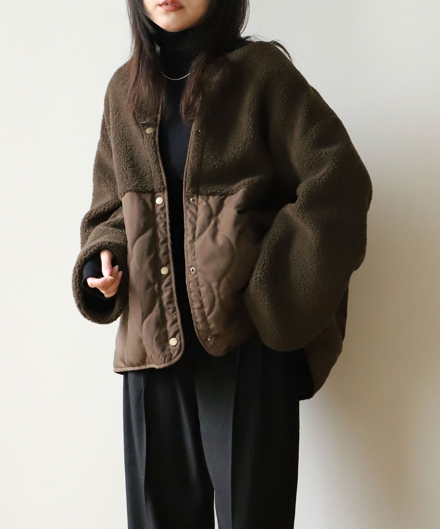 【ノアル/NOAHL】のキルティング*ボア切り替えコート インテリア・キッズ・メンズ・レディースファッション・服の通販 founy(ファニー) 　ファッション　Fashion　レディースファッション　Fashion for Women　アウター　Coat / Outerwear Collection　コート・ロングコート・ピーコート　Long Coats, Peacoats & More　キルティング　Quilted, Quilting　ポケット　Pocket, Pocket Detail　ミドル　Middle Length, Mid Height　A/W・秋冬　Autumn/Winter　ブラウン|ID: prp329100004818798 ipo3291000000035010471