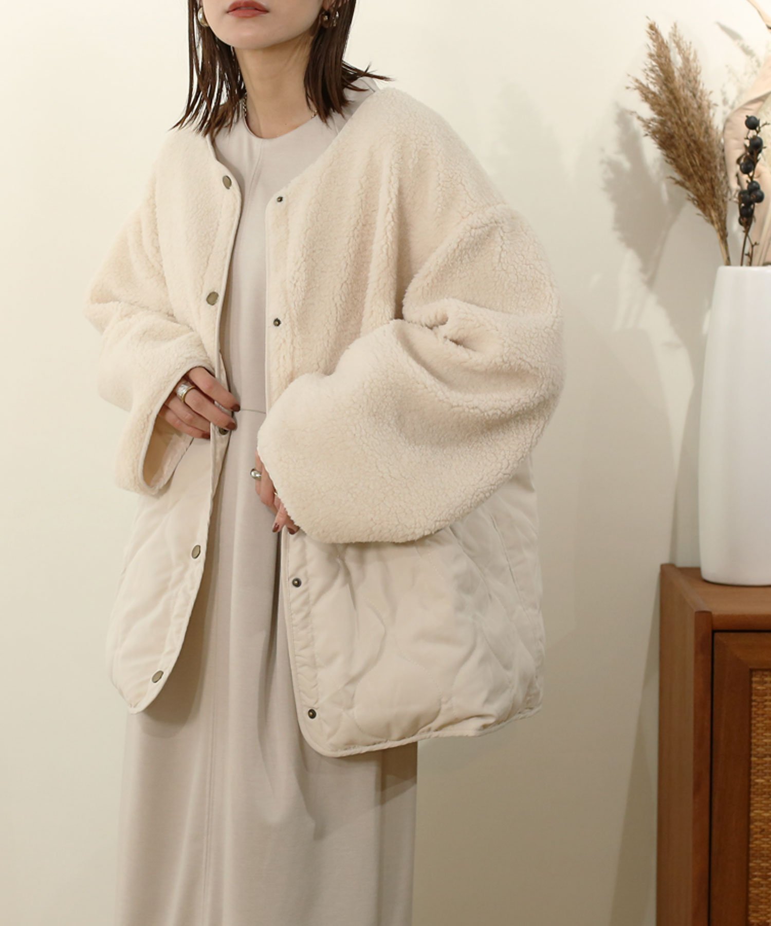 【ノアル/NOAHL】のキルティング*ボア切り替えコート インテリア・キッズ・メンズ・レディースファッション・服の通販 founy(ファニー) 　ファッション　Fashion　レディースファッション　Fashion for Women　アウター　Coat / Outerwear Collection　コート・ロングコート・ピーコート　Long Coats, Peacoats & More　キルティング　Quilted, Quilting　ポケット　Pocket, Pocket Detail　ミドル　Middle Length, Mid Height　A/W・秋冬　Autumn/Winter　アイボリー|ID: prp329100004818798 ipo3291000000035010472