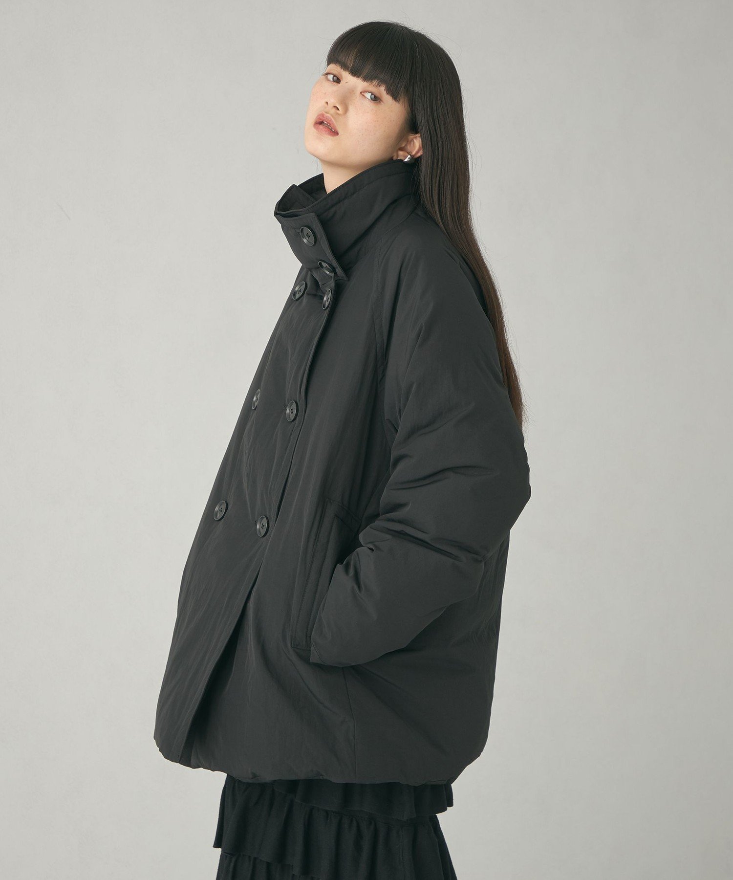 【ユナイテッドアローズ/UNITED ARROWS】のEMMEL REFINES EM スタンド ナカワタ コート インテリア・キッズ・メンズ・レディースファッション・服の通販 founy(ファニー) 　ファッション　Fashion　レディースファッション　Fashion for Women　アウター　Coat / Outerwear Collection　コート・ロングコート・ピーコート　Long Coats, Peacoats & More　秋　Autumn　コクーン　Cocoon, Cocoon Silhouette　スタンド　Stand Collar, Upright Stand　ダブル　Double, Double-Breasted　トレンド　Trend, Trending Now　フィット　Fit, Slim Fit　ブルゾン　Blouson, Bomber Jacket　冬　Winter / This Winter　アウトレット　Outlet / Clearance　おすすめ　Recommended / Our Picks　2024年　2024　2024-2025秋冬・A/W　Autumn/Winter 2024–25 AW24–25　BLACK|ID: prp329100004818834 ipo3291000000035010777