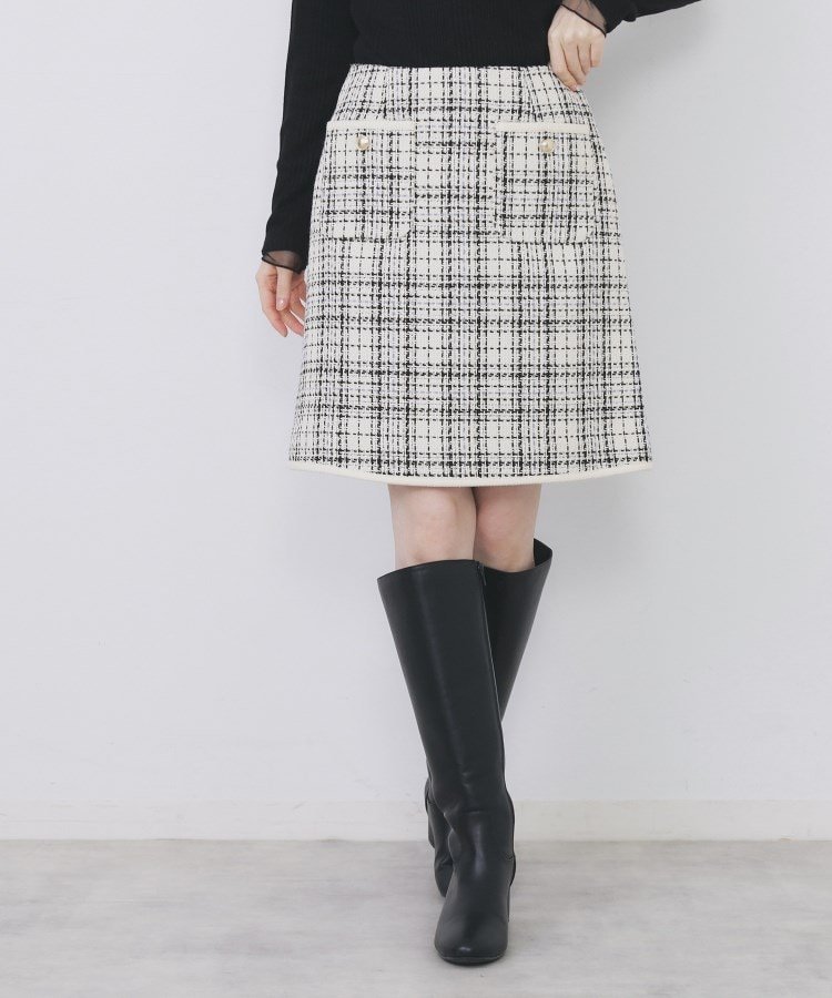 【インデックス/INDEX】のチェックツィードスカート/セットアップ対応【洗える】 人気、トレンドファッション・服の通販 founy(ファニー) 　ファッション　Fashion　レディースファッション　Fashion for Women　セットアップ　Matching Sets　スカート・ミニ/ミディ/マキシ　Skirts / Mini, Midi & Maxi Skirts　シンプル　Simple, Minimal　スパンコール　Sequins, Sequin Embellishment　スマート　Smart, Elegant　セットアップ　Set-Up, Coordinated Outfit　ツイード　Twill, Twill Weave　パッチ　Patch, Appliqué　フロント　Front, Front Design　ブレード　Braid, Decorative Trim　ポケット　Pocket, Pocket Detail　エレガント 上品　Elegant　洗える　Machine Washable　 other-1|ID: prp329100004818856 ipo3291000000035011001