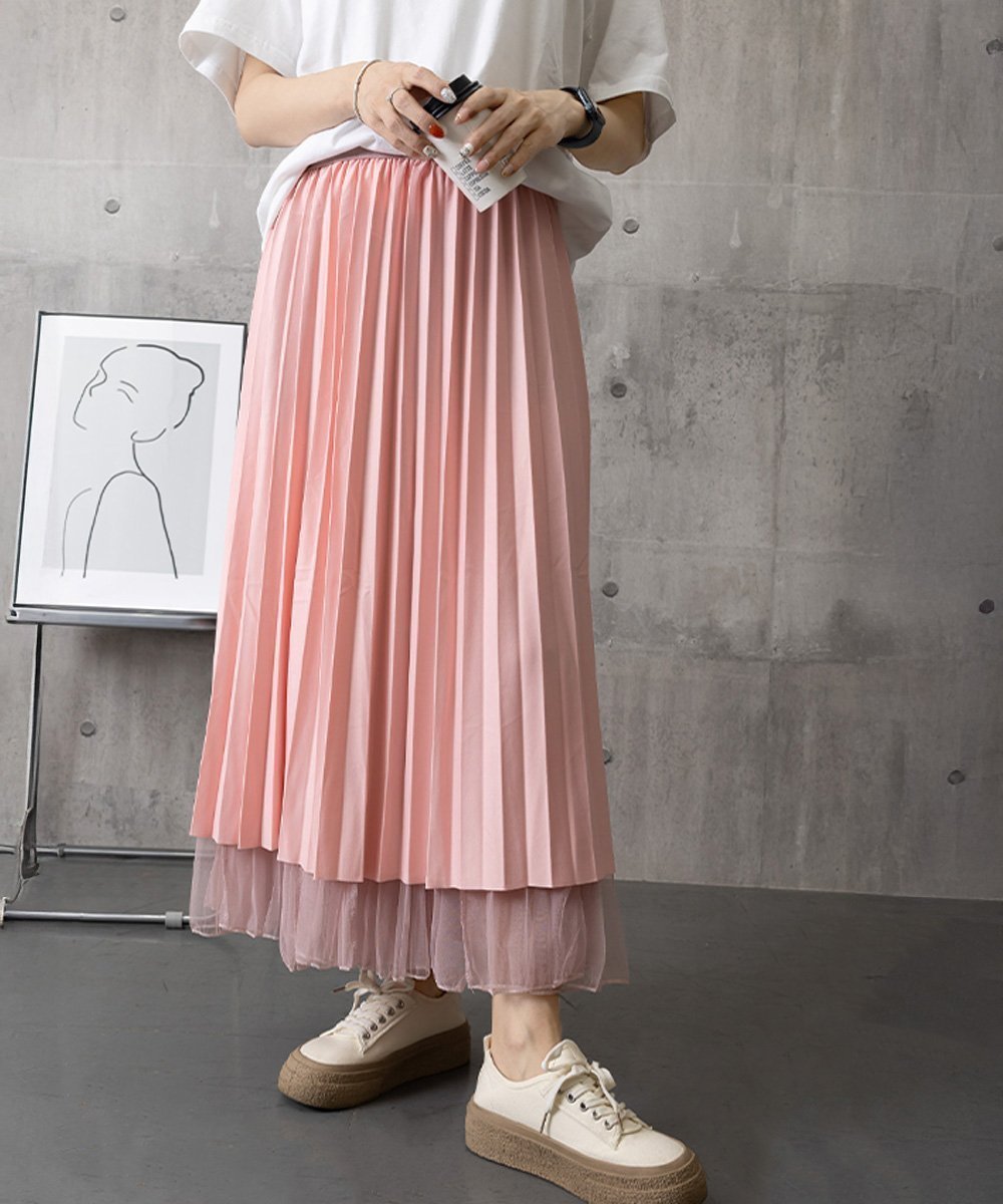 【ミニミニストア/miniministore】のチュールスカート韓国風マーメイドスカート インテリア・キッズ・メンズ・レディースファッション・服の通販 founy(ファニー) 　ファッション　Fashion　レディースファッション　Fashion for Women　スカート　Skirts　ジャケット　Jacket, Outerwear　チュール　Tulip, Tulip Motif　フレア　Flare, Flared　プリーツ　Pleats, Pleated　マーメイド　Mermaid, Fishtail Silhouette　リバーシブル　Reversible, Two-Sided　ピンク|ID: prp329100004818873 ipo3291000000035011154