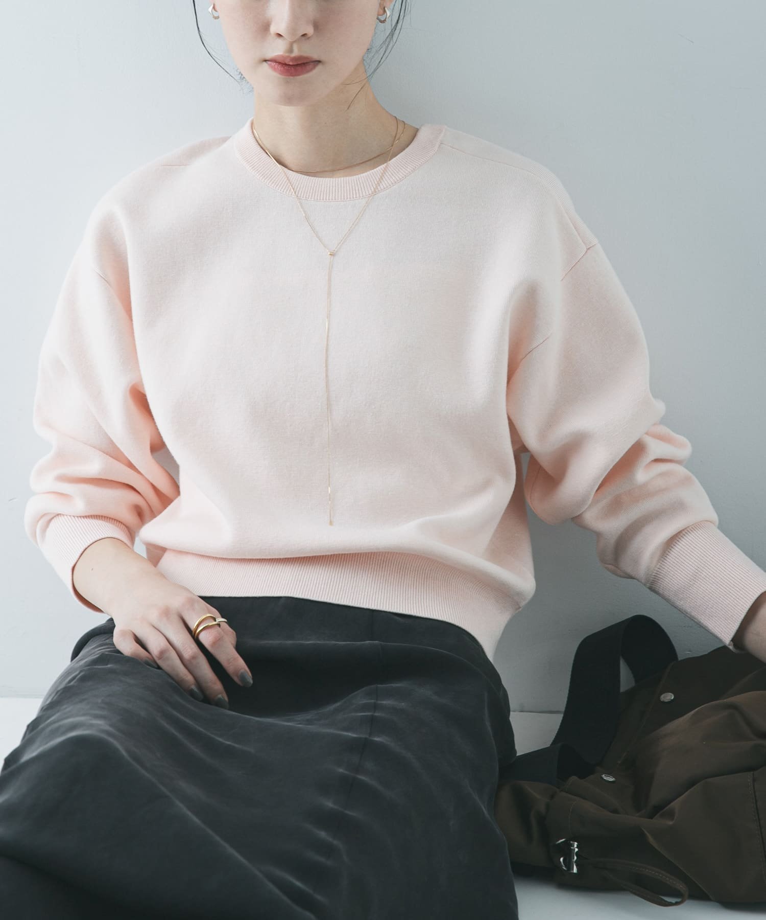 【アーバンリサーチ/URBAN RESEARCH】のダブルフェイスクルーネックニット インテリア・キッズ・メンズ・レディースファッション・服の通販 founy(ファニー) 　ファッション　Fashion　レディースファッション　Fashion for Women　トップス・カットソー　Cut & Sew Tops　ニット　Knit Tops & Sweaters　春　Spring　ギャザー　Gathered, Ruffled　コンパクト　Compact, Small Size　軽量　Lightweight, Ultra Light　シンプル　Simple, Minimal　ダブル　Double, Double-Breasted　バランス　Balance, Style Balance　フェイス　Face, Facial Design　ボトム　Bottoms, Lower Wear　ワイド　Wide, Wide Fit　S/S・春夏　SS, Spring/Summer, Warm Season　おすすめ　Recommended / Our Picks　夏　Summer　エレガント 上品　Elegant　2026年　2026　ピンク|ID: prp329100004818889 ipo3291000000035011233