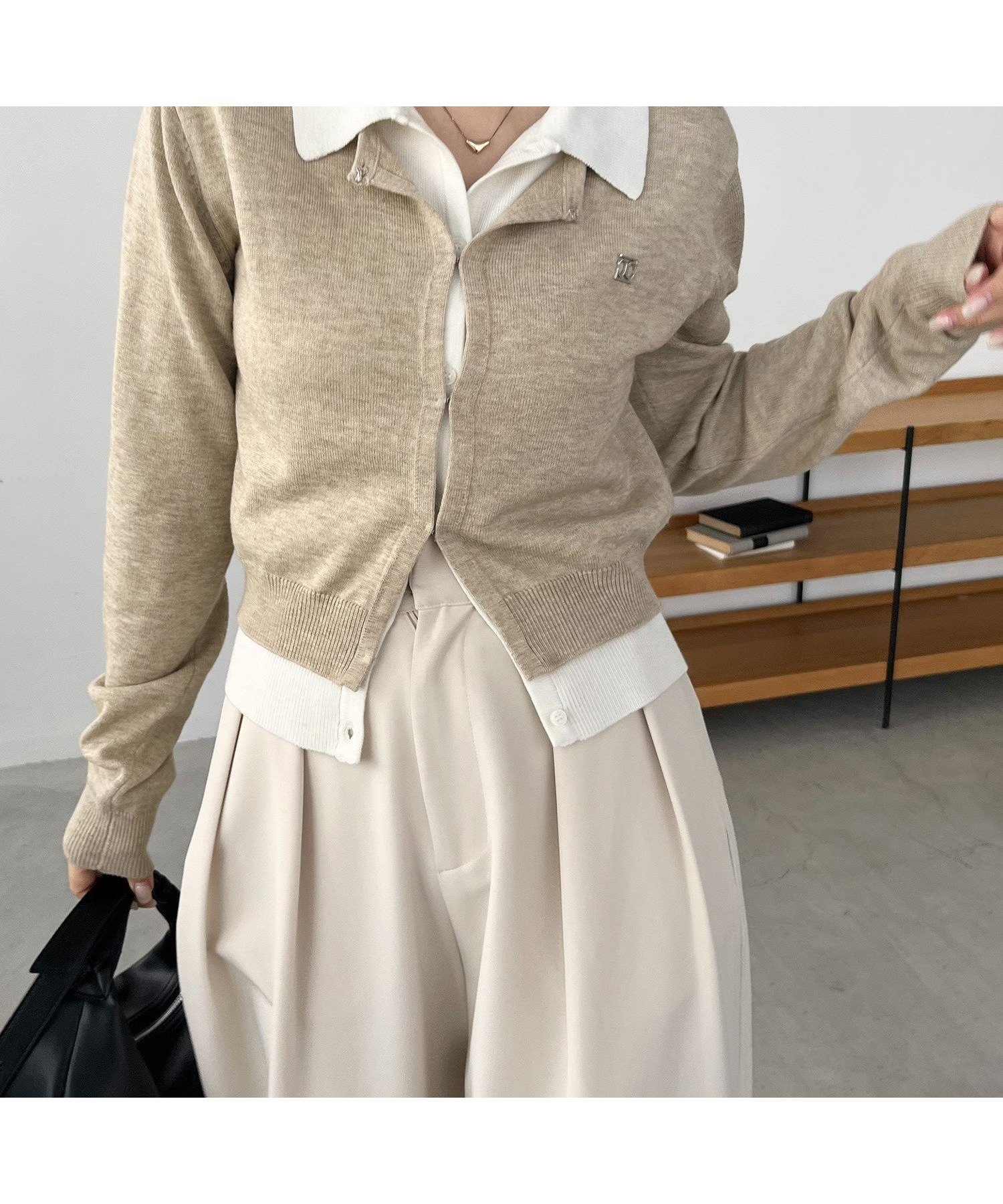 【カプリシューレマージュ/CAPRICIEUX LEMAGE】のレイヤードポロニットカーディガン インテリア・キッズ・メンズ・レディースファッション・服の通販 founy(ファニー) ファッション Fashion レディースファッション Fashion for Women トップス・カットソー Cut & Sew Tops ニット Knit Tops & Sweaters カーディガン・羽織り Layered Style Cardigans おすすめ Recommended / Our Picks カーディガン Cardigan, Knitwear コンパクト Compact, Small Size スラックス Slacks, Dress Pants デニム Denim, Jeans Material トレンド Trend, Trending Now フィット Fit, Slim Fit プレート Plate, Dish ワンポイント One Point, Statement Accent ベージュ|ID: prp329100004818890 ipo3291000000035011241