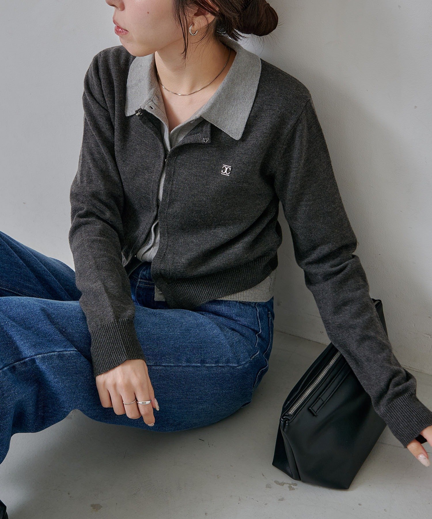 【カプリシューレマージュ/CAPRICIEUX LEMAGE】のレイヤードポロニットカーディガン インテリア・キッズ・メンズ・レディースファッション・服の通販 founy(ファニー) ファッション Fashion レディースファッション Fashion for Women トップス・カットソー Cut & Sew Tops ニット Knit Tops & Sweaters カーディガン・羽織り Layered Style Cardigans おすすめ Recommended / Our Picks カーディガン Cardigan, Knitwear コンパクト Compact, Small Size スラックス Slacks, Dress Pants デニム Denim, Jeans Material トレンド Trend, Trending Now フィット Fit, Slim Fit プレート Plate, Dish ワンポイント One Point, Statement Accent チャコールグレー|ID: prp329100004818890 ipo3291000000035011242