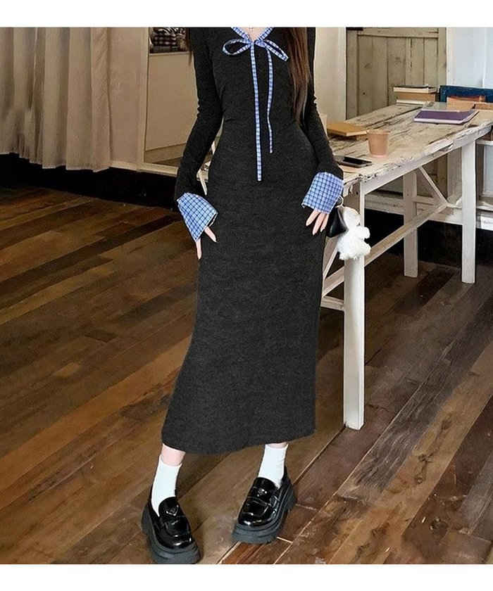 【ミニミニストア/miniministore】の配色リボンニットマーメイドワンピース長袖 インテリア・キッズ・メンズ・レディースファッション・服の通販 founy(ファニー) https://founy.com/ ファッション Fashion レディースファッション Fashion for Women ワンピース Dresses エレガント 上品 Elegant 厚底 Platform Shoes 春 Spring 切替 Switching, Contrast Panel チェック Check, Plaid, Tartan 長袖 Long Sleeve, Full Sleeve パイピング Piping, Trim Design マキシ Maxi, Full Length リボン Ribbon, Bow ロング Long, Long-Length 冬 Winter / This Winter A/W・秋冬 Autumn/Winter |ID: prp329100004818907 ipo3291000000035011395