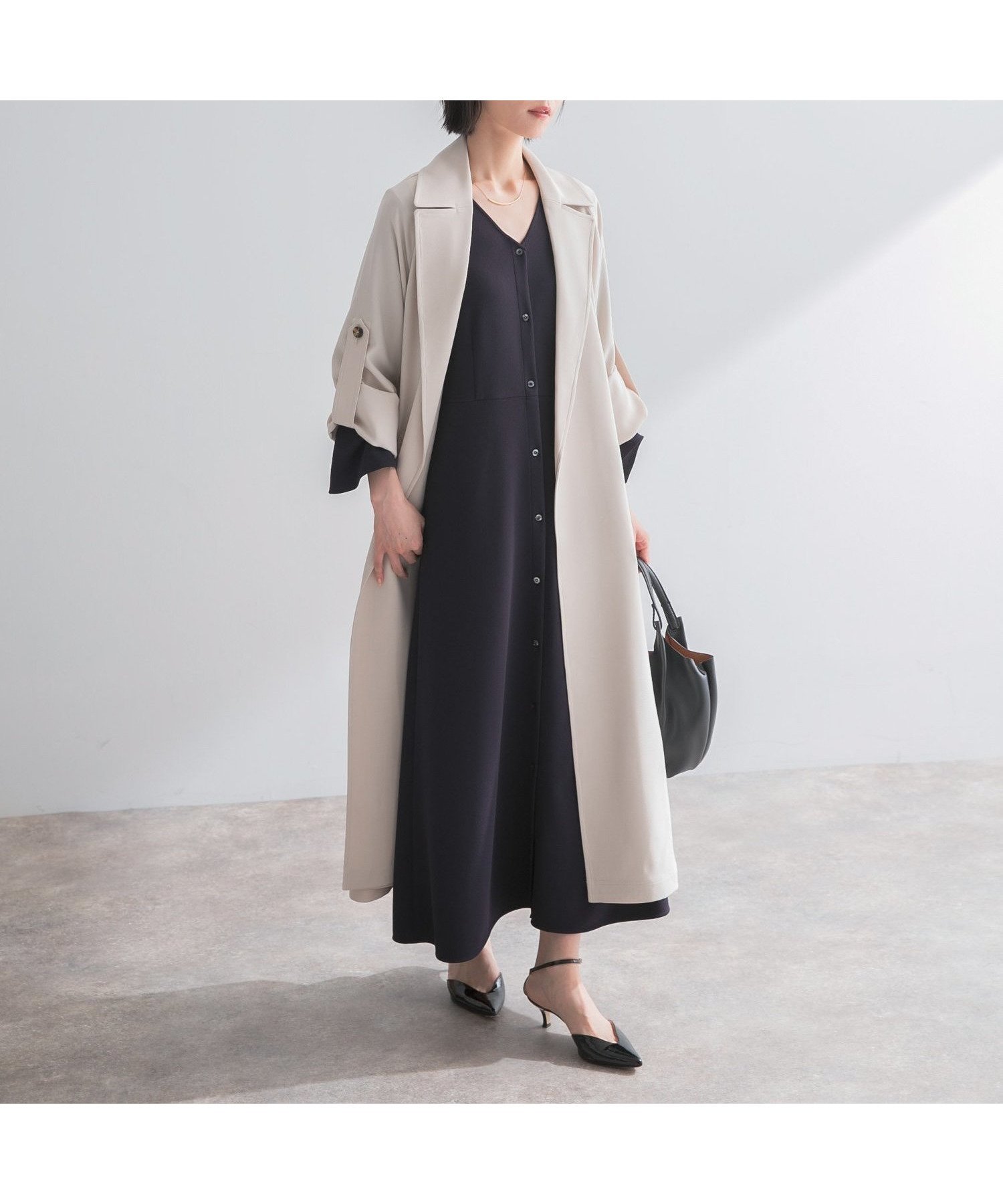 【アーバンリサーチ ロッソ/URBAN RESEARCH ROSSO】のストレッチジョーゼットワンピース インテリア・キッズ・メンズ・レディースファッション・服の通販 founy(ファニー) 　ファッション　Fashion　レディースファッション　Fashion for Women　ワンピース　Dresses　アクセサリー　Fashion Accessories　オケージョン　Occasion Wear　シンプル　Simple, Minimal　ジョーゼット　Georgette, Semi-Sheer Fabric　ストレッチ　Stretch, Stretchy Fabric　スリーブ　Sleeve, Long Sleeve / Short Sleeve　S/S・春夏　SS, Spring/Summer, Warm Season　夏　Summer　エレガント 上品　Elegant　ビジネス 仕事 通勤　Business / Work / Commuting　2026年　2026　ネイビー|ID: prp329100004818928 ipo3291000000035011557