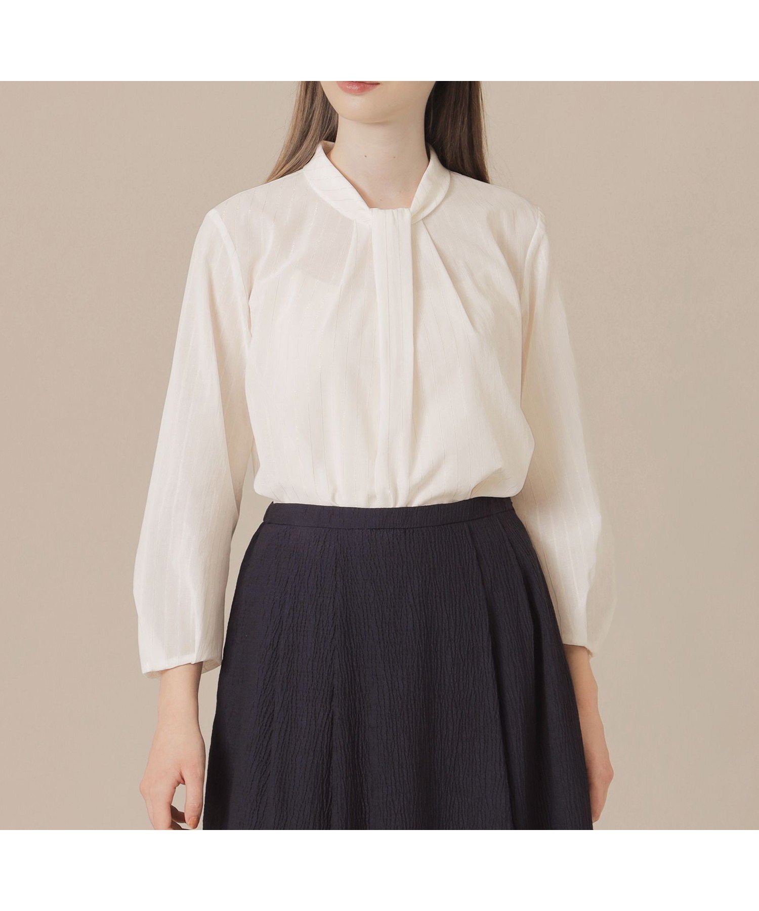 【マッキントッシュ ロンドン/MACKINTOSH LONDON】の【WEB・一部店舗限定】シアーストライプブラウス インテリア・キッズ・メンズ・レディースファッション・服の通販 founy(ファニー) 　ファッション　Fashion　レディースファッション　Fashion for Women　トップス・カットソー　Cut & Sew Tops　シャツ・ブラウス・オフィスカジュアル　Elegant Blouses & Button-Ups　インナー　Innerwear　エレガント 上品　Elegant　カーディガン　Cardigan, Knitwear　ジャケット　Jacket, Outerwear　ストライプ　Stripe, Striped Pattern　冬　Winter / This Winter　春　Spring　秋　Autumn　オフホワイト|ID: prp329100004818937 ipo3291000000035011628