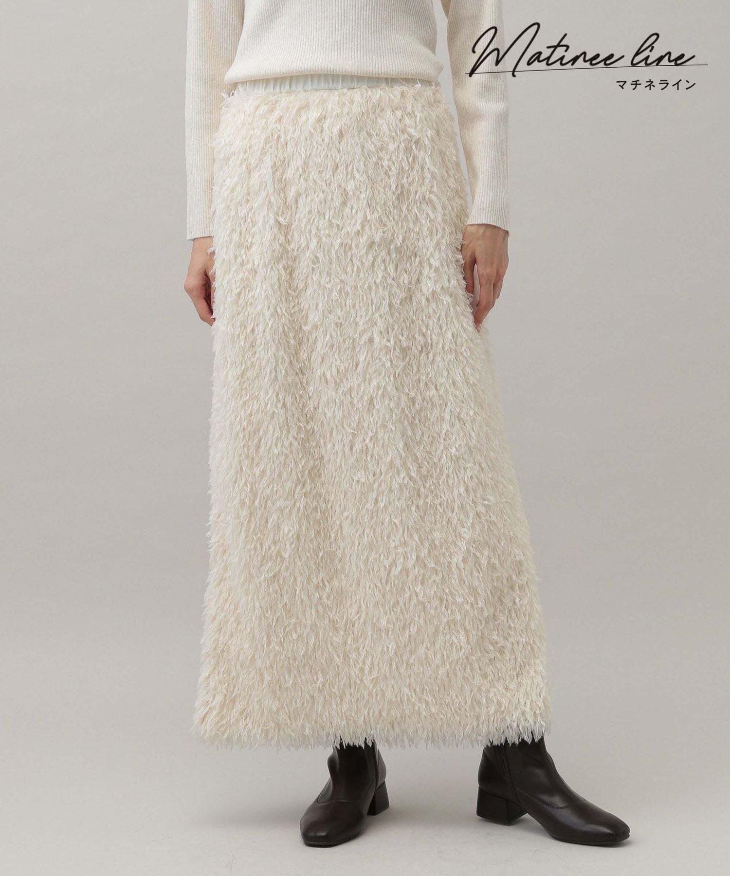 【グローバルワーク/GLOBAL WORK】のMATINEE LINE/フェザーIラインスカート/201267 インテリア・キッズ・メンズ・レディースファッション・服の通販 founy(ファニー) 　ファッション　Fashion　レディースファッション　Fashion for Women　スカート　Skirts　カットソー　Cut and Sewn Top　ストレッチ　Stretch, Stretchy Fabric　セットアップ　Set-Up, Coordinated Outfit　トレンド　Trend, Trending Now　フェザー　Feather, Feather Detail　楽ちん　Easy Fit, Comfortable　アイボリー08|ID: prp329100004818944 ipo3291000000035011704