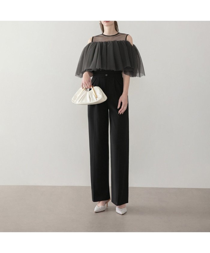 【レジャ/Leja】のシアーチュールオフショルダーセットアップパンツドレス結婚式オケージョン インテリア・キッズ・メンズ・レディースファッション・服の通販 founy(ファニー) https://founy.com/ ファッション Fashion レディースファッション Fashion for Women セットアップ Matching Sets レディースパンツ・ボトムス Pants & Trousers / Bottoms オケージョン Occasion Wear シアー Sheer, See-Through ストレート Straight, Straight Cut セットアップ Set-Up, Coordinated Outfit チュール Tulip, Tulip Motif デコルテ Décolleté, Neckline ドレス Dress, One-Piece フォーマル Formal, Dressy フリル Frill, Ruffle ロング Long, Long-Length ワイド Wide, Wide Fit おすすめ Recommended / Our Picks 旅行 Travel 結婚式 Wedding 披露宴 Wedding Reception |ID: prp329100004818957 ipo3291000000035011775