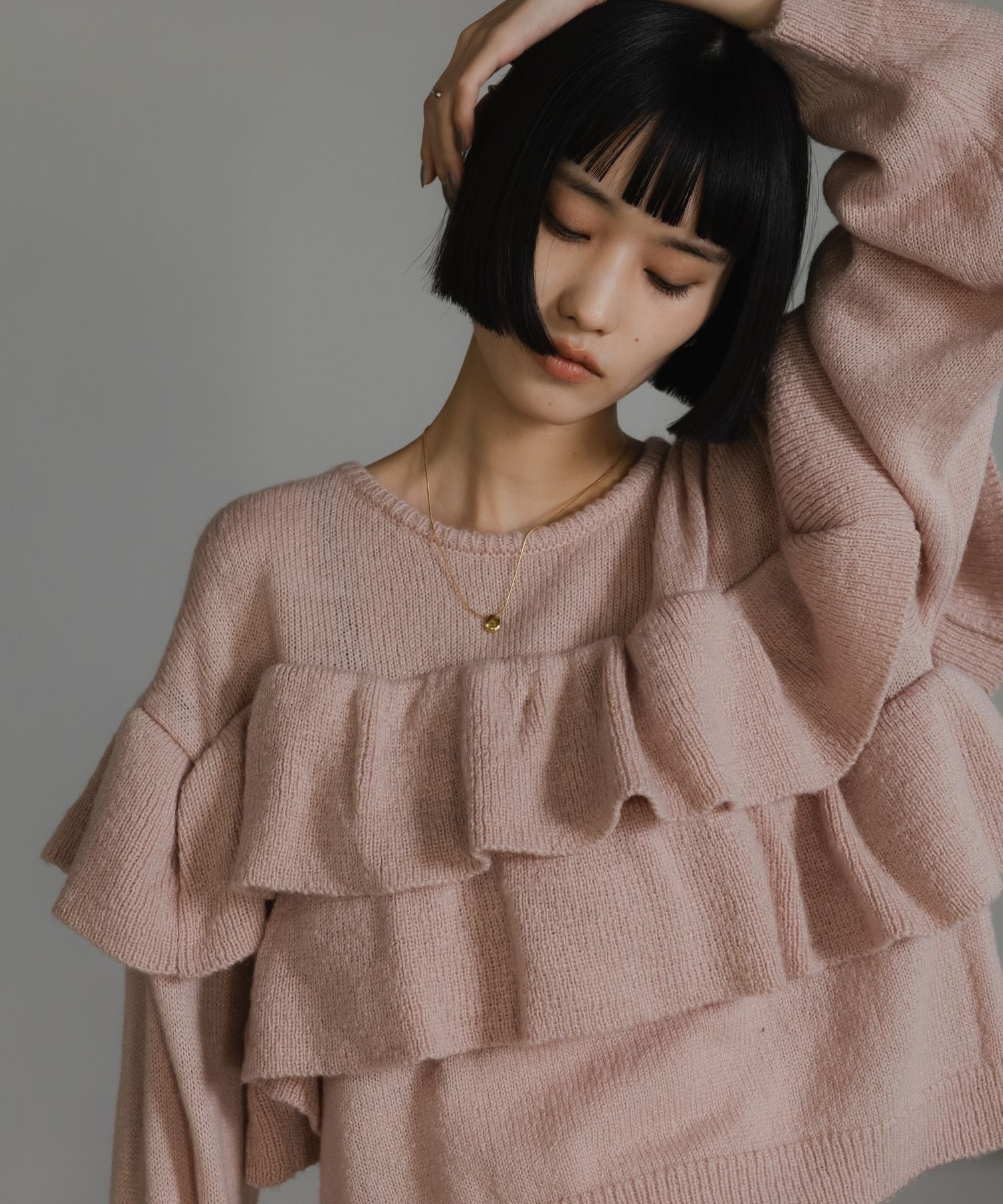 【ローリーズファーム/LOWRYS FARM】のフリルニットプルオーバーLS インテリア・キッズ・メンズ・レディースファッション・服の通販 founy(ファニー) 　ファッション　Fashion　レディースファッション　Fashion for Women　トップス・カットソー　Cut & Sew Tops　ニット　Knit Tops & Sweaters　カジュアルプルオーバー・ニットトップス　Pullovers & Knit Tops / Casual Pullovers　アクリル　Acrylic Material　フリル　Frill, Ruffle　ボトム　Bottoms, Lower Wear　ピンク|ID: prp329100004818962 ipo3291000000035011800