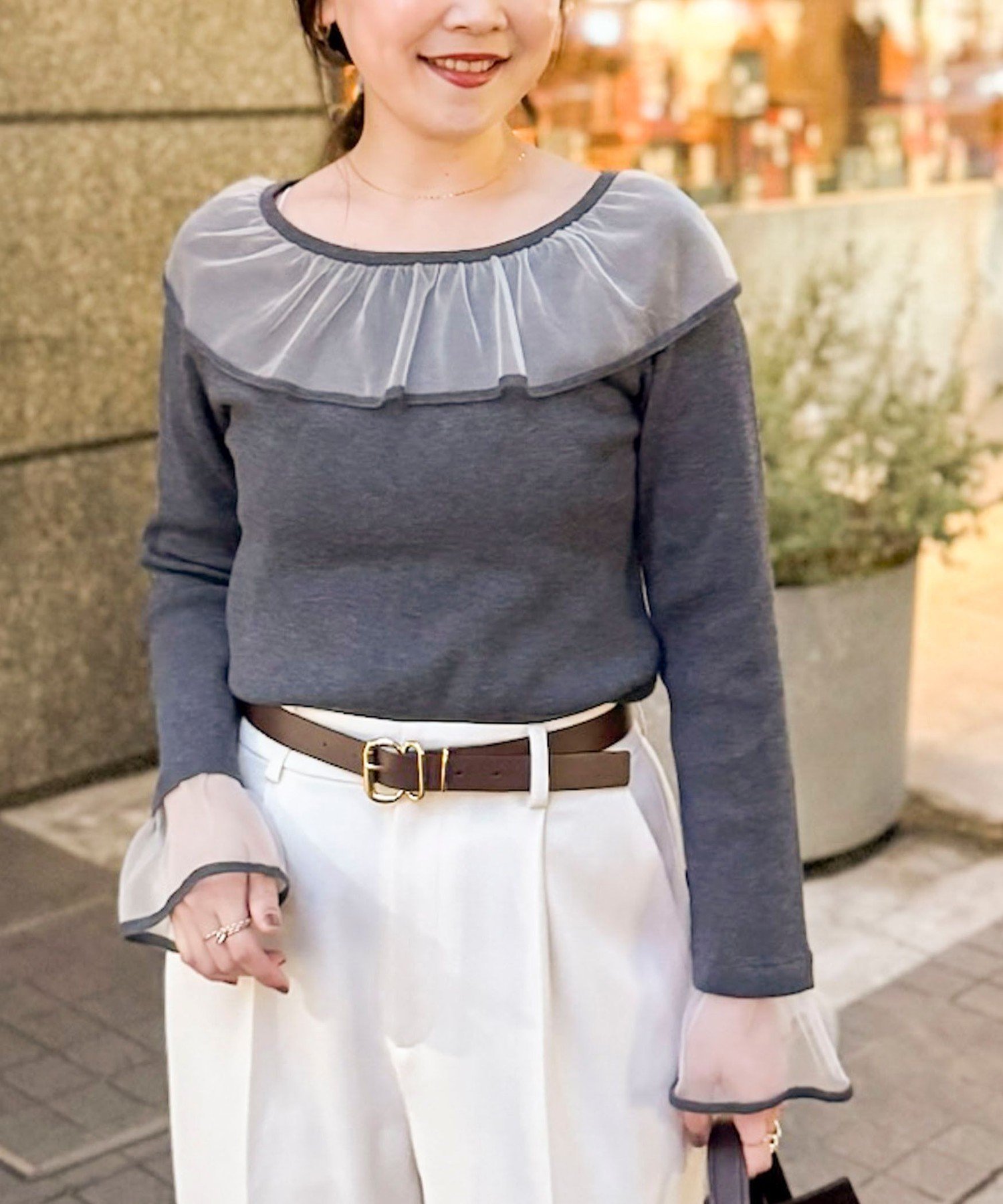 【ノーリーズ/NOLLEY'S】の《手洗い可能》シアーフリル総針プルオーバー インテリア・キッズ・メンズ・レディースファッション・服の通販 founy(ファニー) 　ファッション　Fashion　レディースファッション　Fashion for Women　トップス・カットソー　Cut & Sew Tops　カジュアルプルオーバー・ニットトップス　Pullovers & Knit Tops / Casual Pullovers　2025年　2025　2025-2026秋冬・A/W　Autumn/Winter 2025–26 AW25–26　おすすめ　Recommended / Our Picks　シアー　Sheer, See-Through　ジャケット　Jacket, Outerwear　フリル　Frill, Ruffle　チャコールグレー|ID: prp329100004818974 ipo3291000000035012077