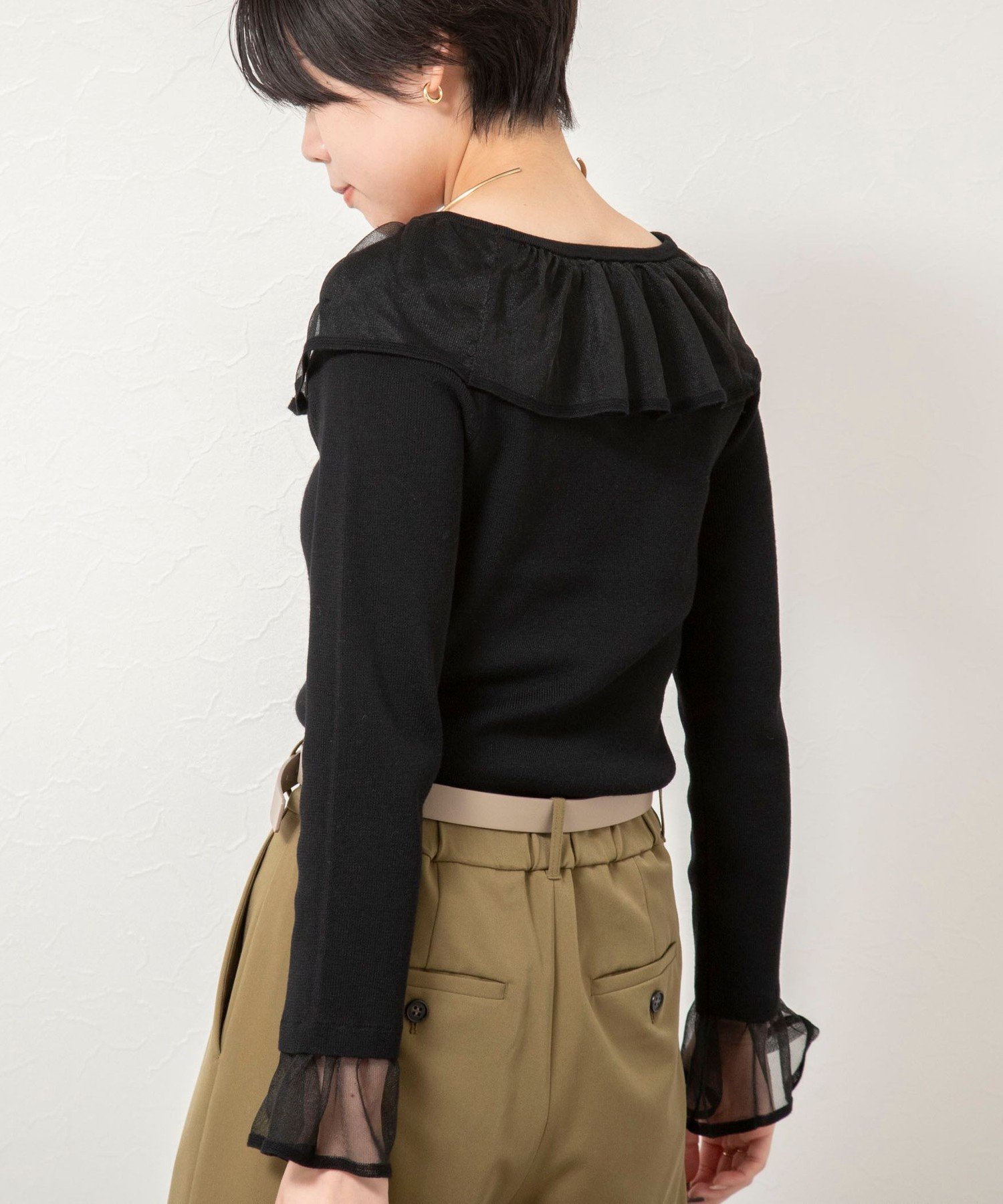 【ノーリーズ/NOLLEY'S】の《手洗い可能》シアーフリル総針プルオーバー インテリア・キッズ・メンズ・レディースファッション・服の通販 founy(ファニー) 　ファッション　Fashion　レディースファッション　Fashion for Women　トップス・カットソー　Cut & Sew Tops　カジュアルプルオーバー・ニットトップス　Pullovers & Knit Tops / Casual Pullovers　2025年　2025　2025-2026秋冬・A/W　Autumn/Winter 2025–26 AW25–26　おすすめ　Recommended / Our Picks　シアー　Sheer, See-Through　ジャケット　Jacket, Outerwear　フリル　Frill, Ruffle　ブラック|ID: prp329100004818974 ipo3291000000035012081