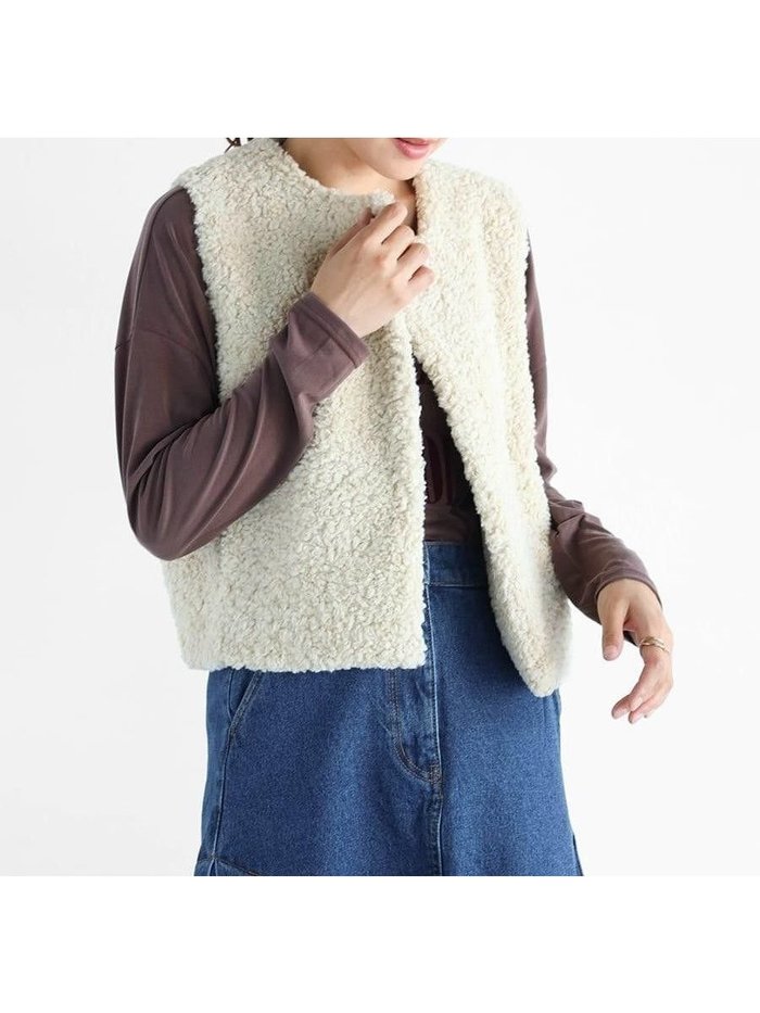 【ヴァン/Vin】のノーカラーボアベスト インテリア・キッズ・メンズ・レディースファッション・服の通販 founy(ファニー) https://founy.com/ ファッション Fashion レディースファッション Fashion for Women アウター Coat / Outerwear Collection トップス・カットソー Cut & Sew Tops ベスト&ジレ / 重ね着スタイル Vests & Gilets おすすめ Recommended / Our Picks シンプル Simple, Minimal スウェット / スエット Sweatshirt, Sweatwear ハイネック High Neck, Mock Neck ベスト Vest, Waistcoat |ID: prp329100004818981 ipo3291000000035012178