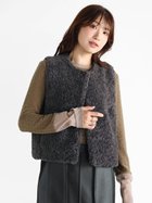 【ヴァン/Vin】のノーカラーボアベスト チャコールグレー|ID: prp329100004818981 ipo3291000000035012180