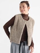 【ヴァン/Vin】のノーカラーボアベスト ベージュ|ID: prp329100004818981 ipo3291000000035012181