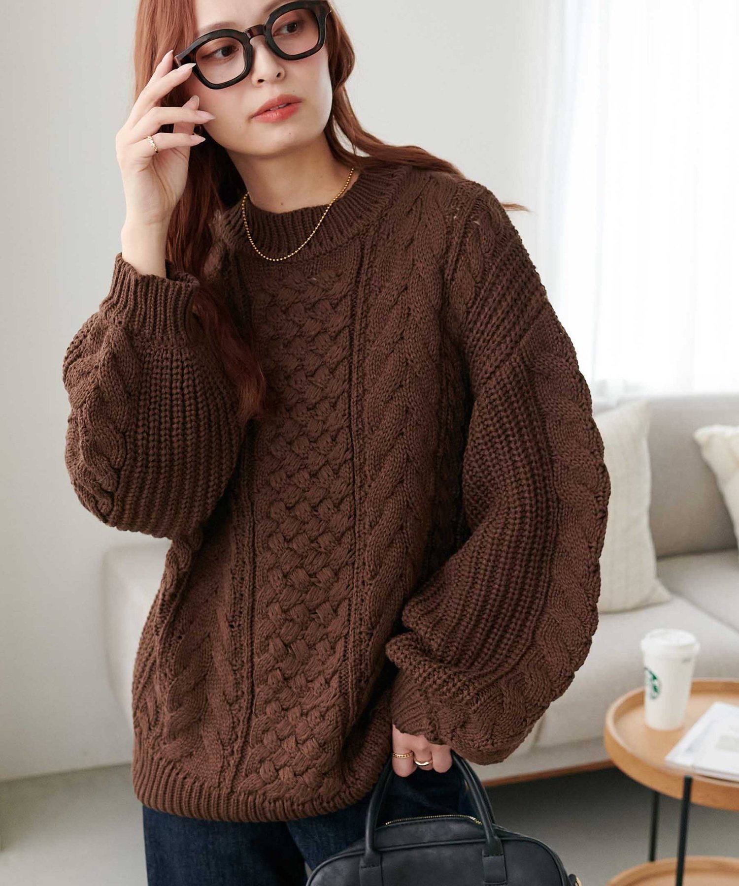 【ディスコート/Discoat】の【新色追加!/WEB限定】ケーブルルーズニット インテリア・キッズ・メンズ・レディースファッション・服の通販 founy(ファニー) 　ファッション　Fashion　レディースファッション　Fashion for Women　トップス・カットソー　Cut & Sew Tops　ニット　Knit Tops & Sweaters　おすすめ　Recommended / Our Picks　スラックス　Slacks, Dress Pants　デニム　Denim, Jeans Material　A/W・秋冬　Autumn/Winter　ブラウン|ID: prp329100004818992 ipo3291000000035012278