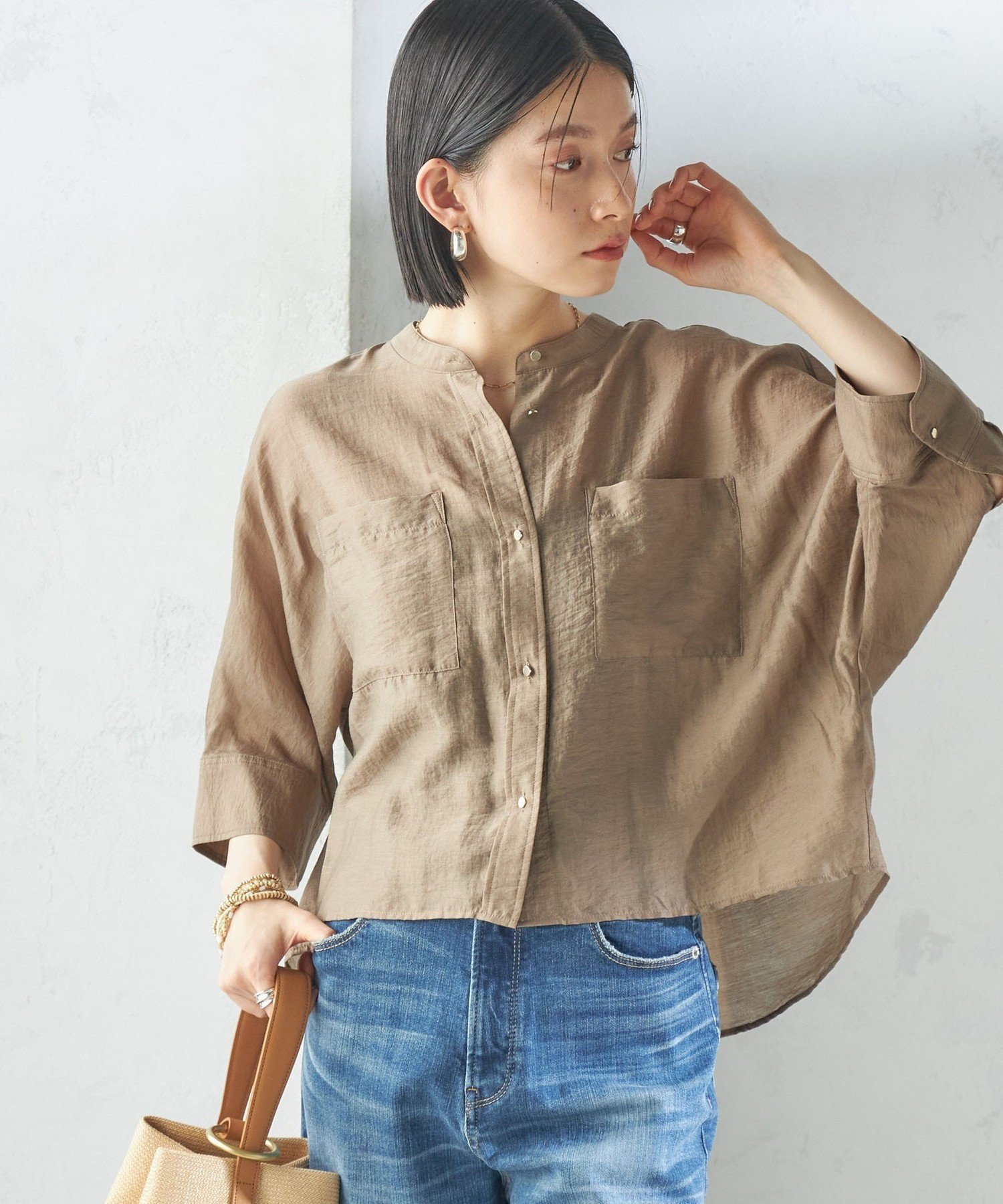 【シップス フォー ウィメン/SHIPS】の手洗い可能 シルク混 シアー 羽織 シャツ インテリア・キッズ・メンズ・レディースファッション・服の通販 founy(ファニー) 　ファッション　Fashion　レディースファッション　Fashion for Women　トップス・カットソー　Cut & Sew Tops　シャツ・ブラウス・オフィスカジュアル　Elegant Blouses & Button-Ups　オレンジ　Orange　ギャザー　Gathered, Ruffled　シアー　Sheer, See-Through　ショート　Short, Short Length　シルク　Silk, 100% Silk　バランス　Balance, Style Balance　ボトム　Bottoms, Lower Wear　ポケット　Pocket, Pocket Detail　羽織　Haori, Light Jacket　2025年　2025　2025春夏・S/S　Spring/Summer 2025 SS25　ライトブラウン|ID: prp329100004818993 ipo3291000000035012291