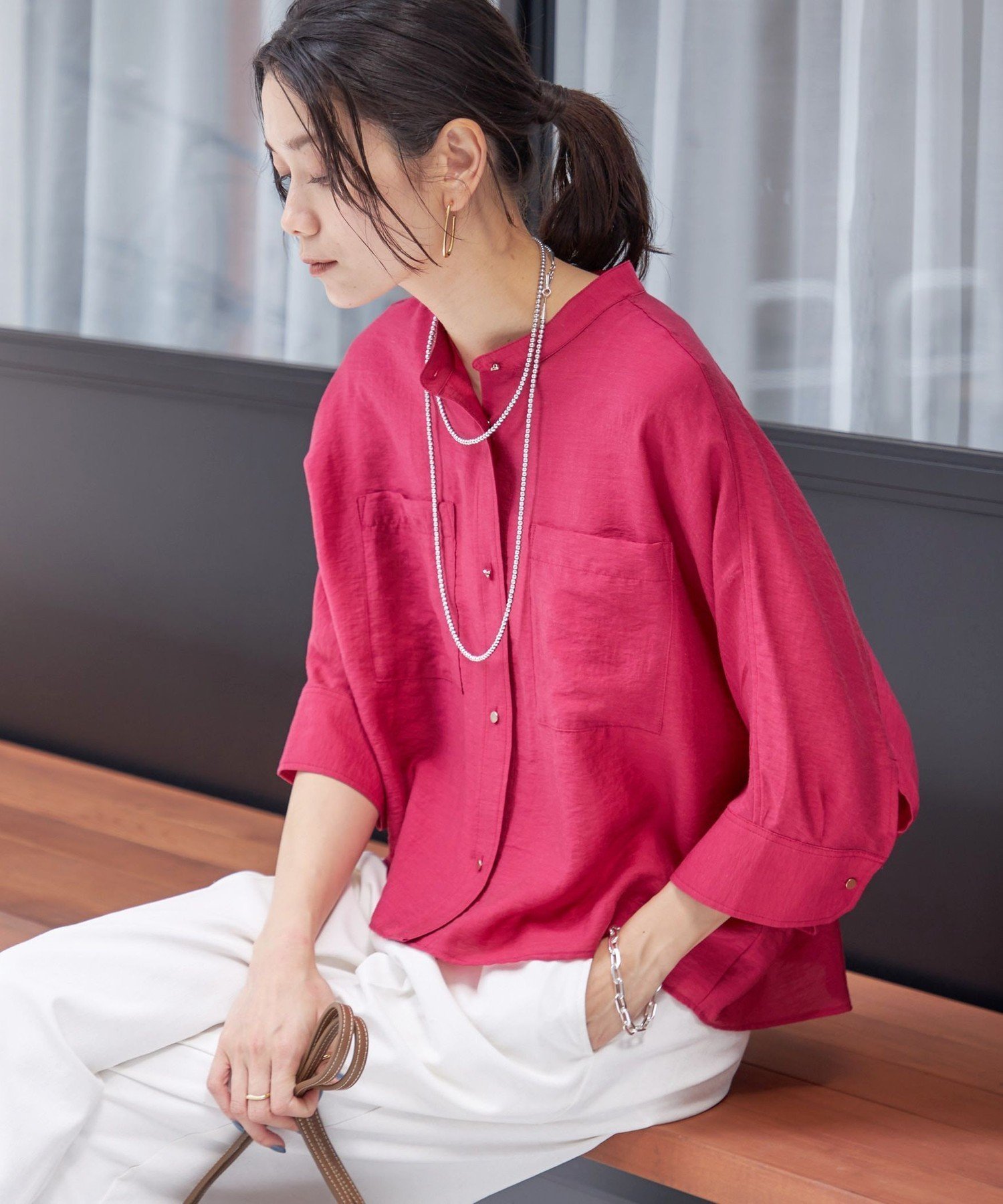 【シップス フォー ウィメン/SHIPS】の手洗い可能 シルク混 シアー 羽織 シャツ インテリア・キッズ・メンズ・レディースファッション・服の通販 founy(ファニー) 　ファッション　Fashion　レディースファッション　Fashion for Women　トップス・カットソー　Cut & Sew Tops　シャツ・ブラウス・オフィスカジュアル　Elegant Blouses & Button-Ups　オレンジ　Orange　ギャザー　Gathered, Ruffled　シアー　Sheer, See-Through　ショート　Short, Short Length　シルク　Silk, 100% Silk　バランス　Balance, Style Balance　ボトム　Bottoms, Lower Wear　ポケット　Pocket, Pocket Detail　羽織　Haori, Light Jacket　2025年　2025　2025春夏・S/S　Spring/Summer 2025 SS25　ピンク系|ID: prp329100004818993 ipo3291000000035012298