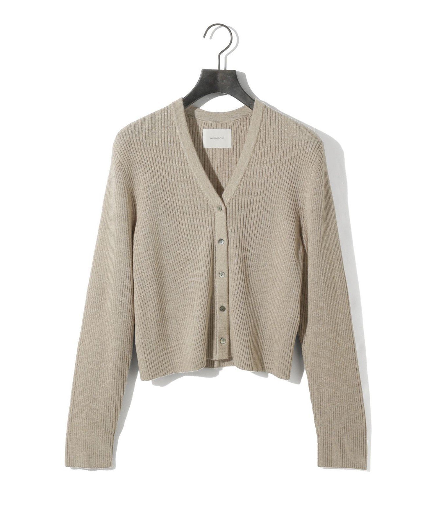 【マーコート/MARcourt】のMIDIUMISOLID for Ladies Vネックリブカーディガン インテリア・キッズ・メンズ・レディースファッション・服の通販 founy(ファニー) 　ファッション　Fashion　レディースファッション　Fashion for Women　トップス・カットソー　Cut & Sew Tops　カーディガン・羽織り　Layered Style Cardigans　Vネックトップス　V-Neck Tops / V-Cut Neckline Shirts　カーディガン　Cardigan, Knitwear　ショート　Short, Short Length　ベーシック　Basic, Essential　ポケット　Pocket, Pocket Detail　エレガント 上品　Elegant　長袖　Long Sleeve, Full Sleeve　グレージュ|ID: prp329100004819002 ipo3291000000035012442