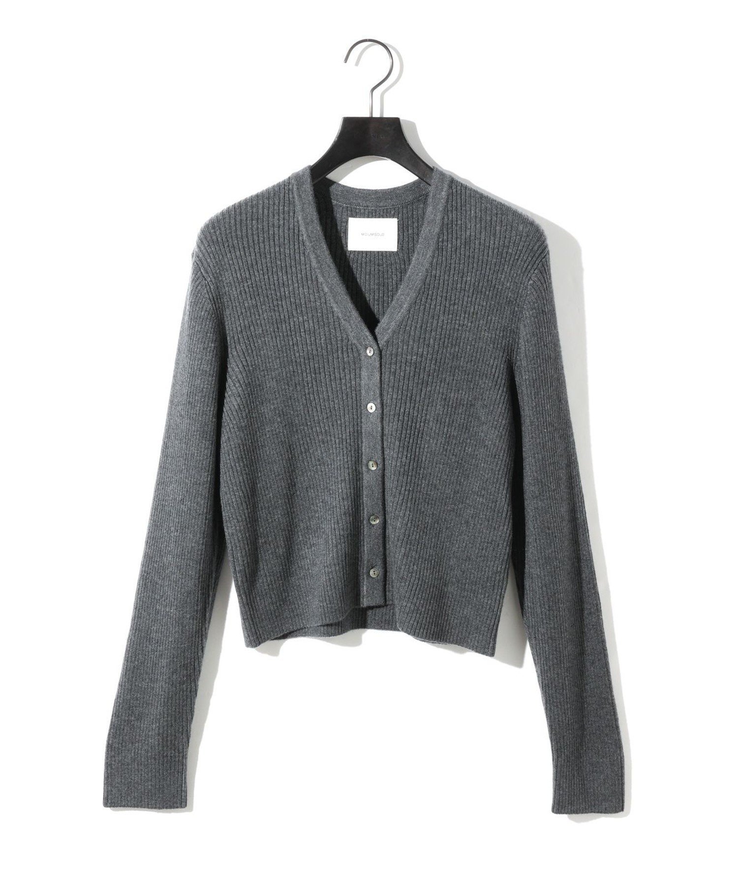 【マーコート/MARcourt】のMIDIUMISOLID for Ladies Vネックリブカーディガン インテリア・キッズ・メンズ・レディースファッション・服の通販 founy(ファニー) 　ファッション　Fashion　レディースファッション　Fashion for Women　トップス・カットソー　Cut & Sew Tops　カーディガン・羽織り　Layered Style Cardigans　Vネックトップス　V-Neck Tops / V-Cut Neckline Shirts　カーディガン　Cardigan, Knitwear　ショート　Short, Short Length　ベーシック　Basic, Essential　ポケット　Pocket, Pocket Detail　エレガント 上品　Elegant　長袖　Long Sleeve, Full Sleeve　ダークグレー|ID: prp329100004819002 ipo3291000000035012444