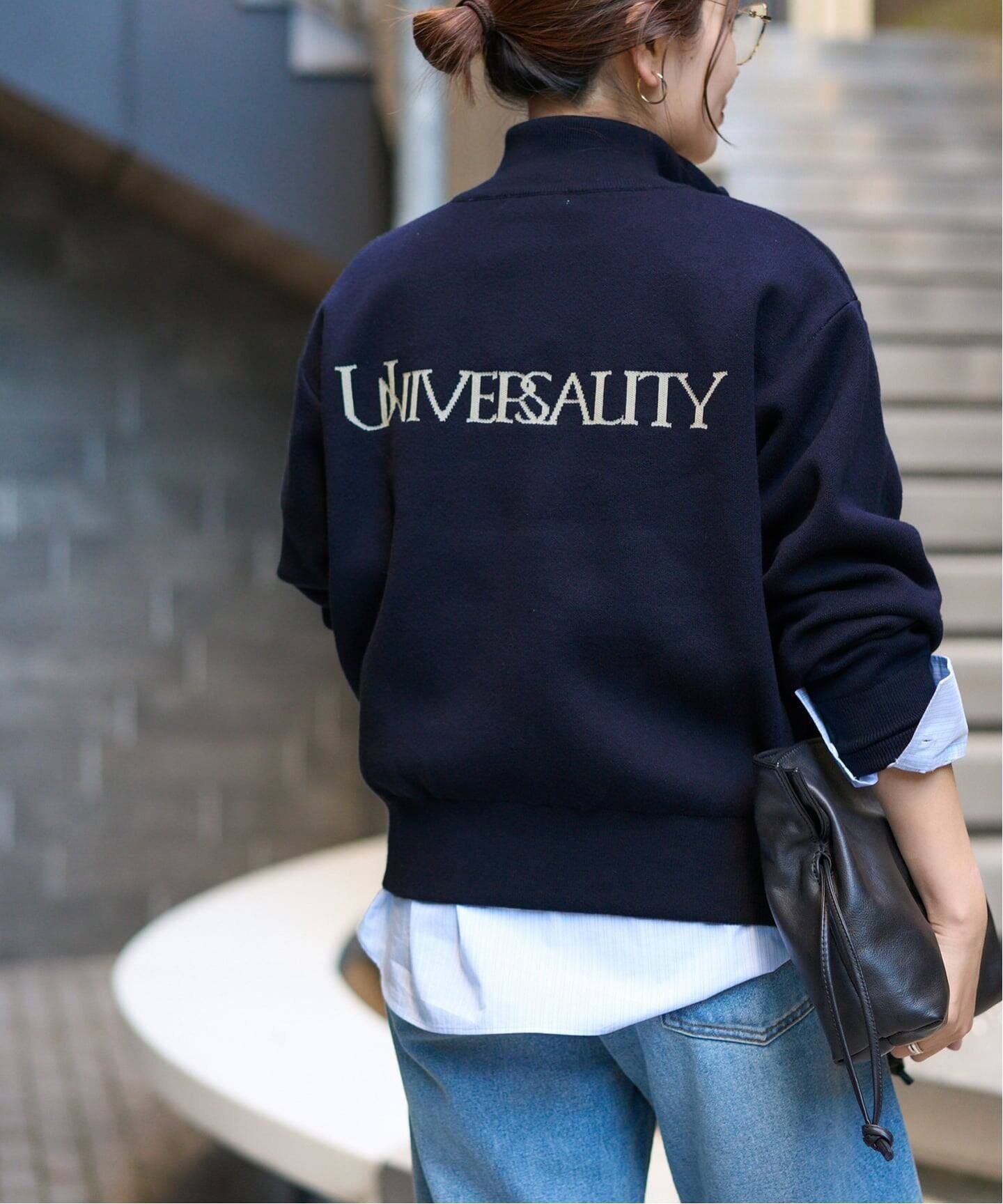 【ジャーナルスタンダード/JOURNAL STANDARD】のバックロゴダブルジップカーディガン インテリア・キッズ・メンズ・レディースファッション・服の通販 founy(ファニー) 　ファッション　Fashion　レディースファッション　Fashion for Women　トップス・カットソー　Cut & Sew Tops　カーディガン・羽織り　Layered Style Cardigans　バッグ　Bags　カーディガン　Cardigan, Knitwear　フロント　Front, Front Design　ネイビー|ID: prp329100004819004 ipo3291000000035012472