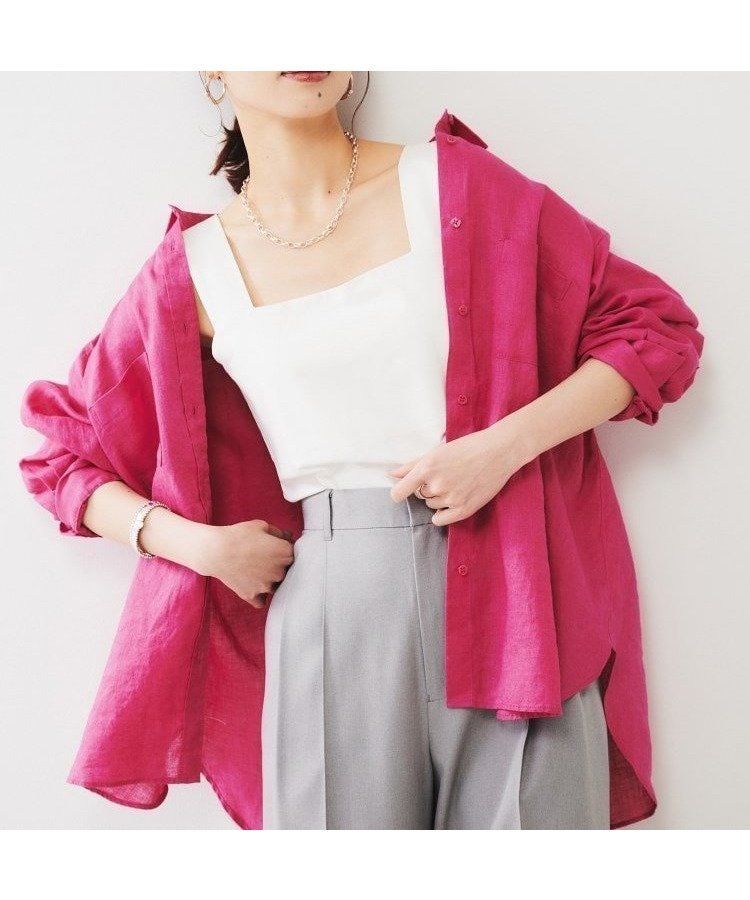 【アンタイトル/UNTITLED】の【麻100/洗える/前開きシャツ】ドライリネンシャツ インテリア・キッズ・メンズ・レディースファッション・服の通販 founy(ファニー) 　ファッション　Fashion　レディースファッション　Fashion for Women　トップス・カットソー　Cut & Sew Tops　シャツ・ブラウス・オフィスカジュアル　Elegant Blouses & Button-Ups　ベーシック　Basic, Essential　ボトム　Bottoms, Lower Wear　ポケット　Pocket, Pocket Detail　リネン　Linen, Linen Fabric　リラックス　Relax, Relaxed Fit　夏　Summer　洗える　Machine Washable　羽織　Haori, Light Jacket　レッド|ID: prp329100004819006 ipo3291000000035012498