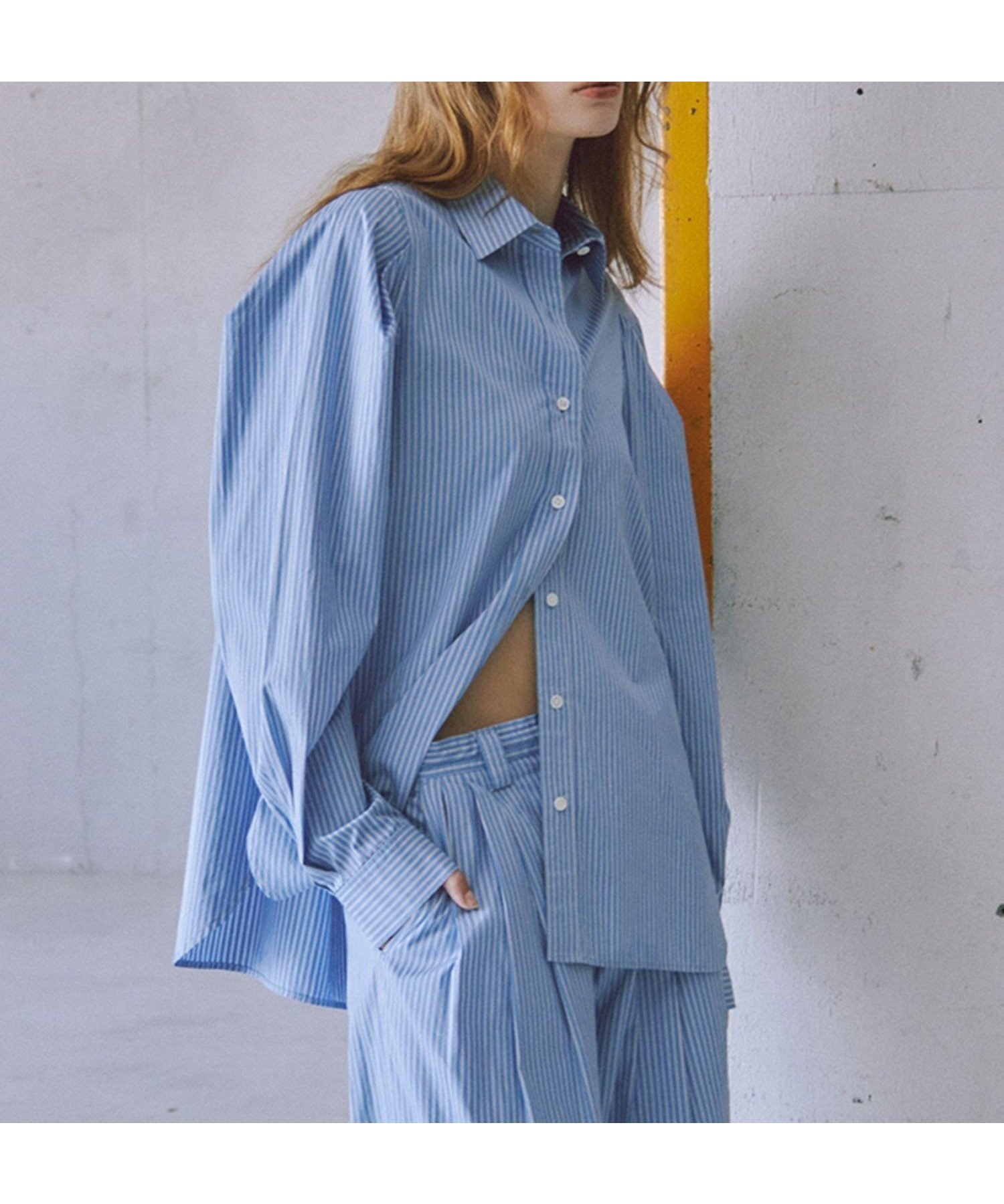 【アダム エ ロペ/ADAM ET ROPE'】のタックスリーブシャツ インテリア・キッズ・メンズ・レディースファッション・服の通販 founy(ファニー) 　ファッション　Fashion　レディースファッション　Fashion for Women　トップス・カットソー　Cut & Sew Tops　シャツ・ブラウス・オフィスカジュアル　Elegant Blouses & Button-Ups　シンプル　Simple, Minimal　ストライプ　Stripe, Striped Pattern　スラックス　Slacks, Dress Pants　セットアップ　Set-Up, Coordinated Outfit　デニム　Denim, Jeans Material　フロント　Front, Front Design　A/W・秋冬　Autumn/Winter　2026年　2026　サックス(48)|ID: prp329100004819009 ipo3291000000035012566