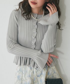 【ラブティックボンボン/La boutique BonBon】の【トレンドフリル】フリルリブニットカーディガン 人気、トレンドファッション・服の通販 founy(ファニー) ファッション Fashion レディースファッション Fashion for Women トップス・カットソー Cut & Sew Tops ニット Knit Tops & Sweaters カーディガン・羽織り Layered Style Cardigans おすすめ Recommended / Our Picks カーディガン Cardigan, Knitwear スリーブ Sleeve, Long Sleeve / Short Sleeve デニム Denim, Jeans Material トレンド Trend, Trending Now フィット Fit, Slim Fit フェミニン Feminine, Girly フリル Frill, Ruffle フレア Flare, Flared フロント Front, Front Design ワイド Wide, Wide Fit |ID:prp329100004819012
