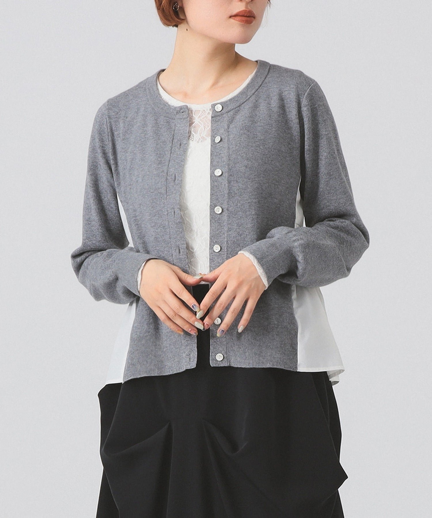 【ビームス ウイメン/BEAMS】の異素材 キリカエ カーディガン 人気、トレンドファッション・服の通販 founy(ファニー) 　ファッション　Fashion　レディースファッション　Fashion for Women　トップス・カットソー　Cut & Sew Tops　カーディガン・羽織り　Layered Style Cardigans　カーディガン　Cardigan, Knitwear　コンパクト　Compact, Small Size　フェミニン　Feminine, Girly　 other-1|ID: prp329100004819035 ipo3291000000035012833