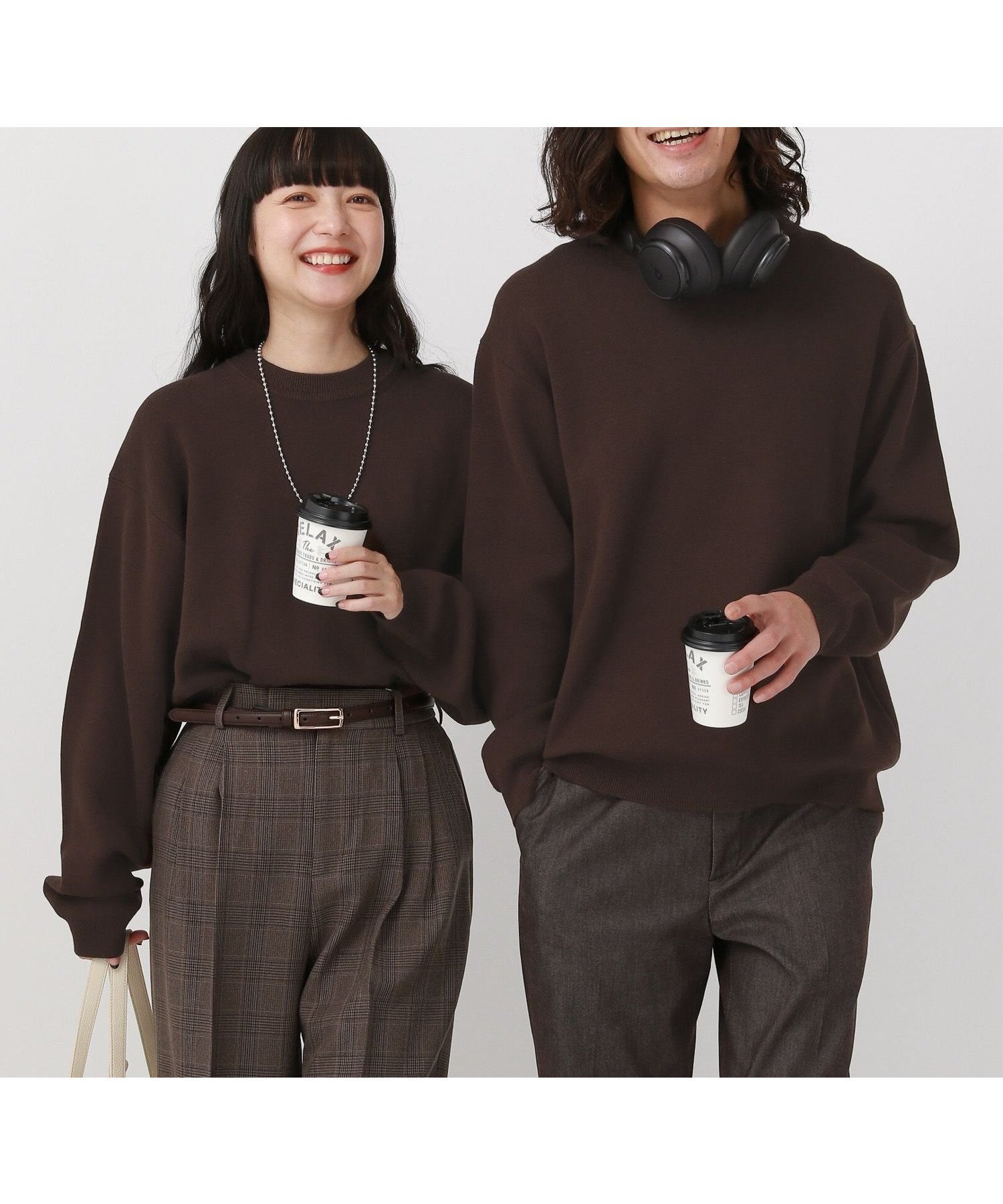 【グローバルワーク/GLOBAL WORK】のスウェットライクオテラクニット/581064 インテリア・キッズ・メンズ・レディースファッション・服の通販 founy(ファニー) ファッション Fashion レディースファッション Fashion for Women トップス・カットソー Cut & Sew Tops ニット Knit Tops & Sweaters レディースパーカー・カジュアルフーディー Casual Hoodies & Sweatshirts スウェット・クルーネックトップス Sweatshirts & Crewnecks / Relaxed Fit Sweat Tops おすすめ Recommended / Our Picks シンプル Simple, Minimal セーター Sweater, Knitwear ボトム Bottoms, Lower Wear ミラノリブ Milano Rib, Milano Stitch ワンポイント One Point, Statement Accent ブラウン58|ID: prp329100004819040 ipo3291000000035012909